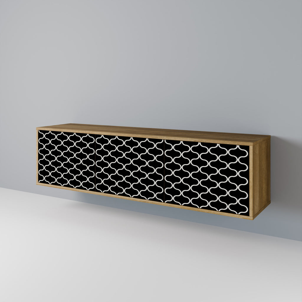 TESSELATED BLACKNESS 3-Door TV Stand in Oak Effect