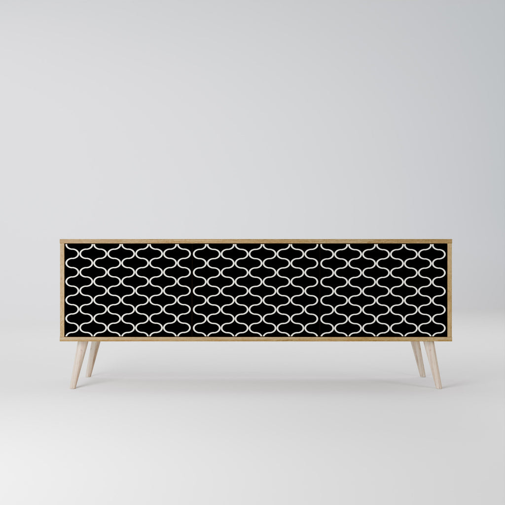 TESSELATED BLACKNESS 3-Door TV Stand in Oak Effect