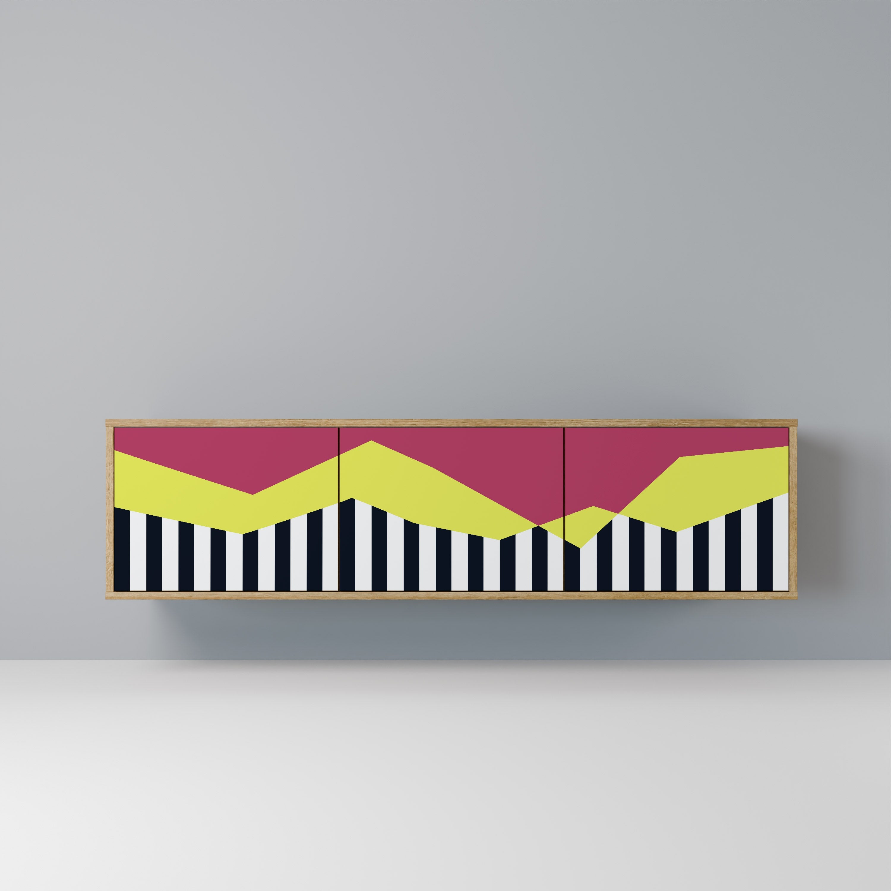 PIANO FANTASY 3-Door TV Stand in Oak Effect