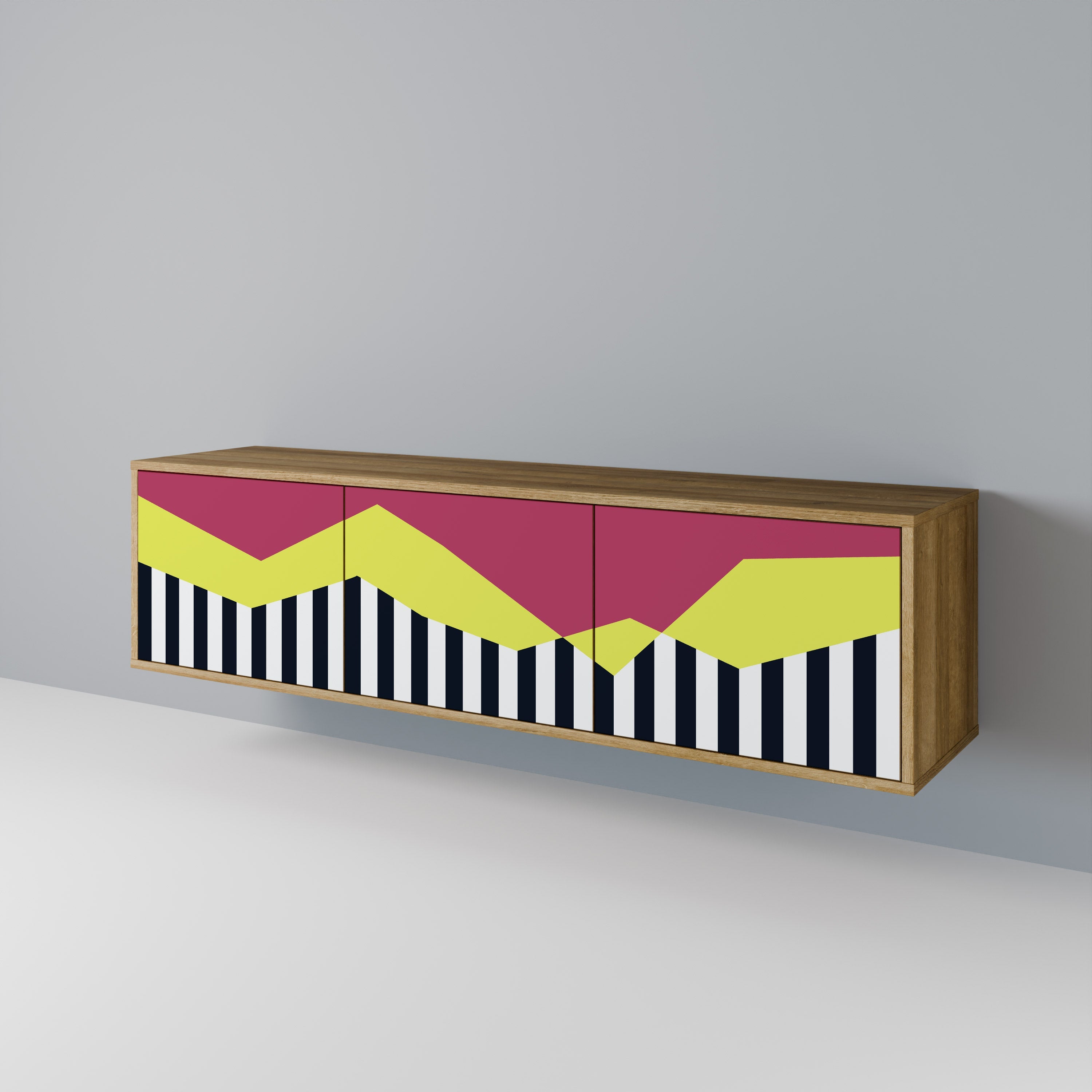 PIANO FANTASY 3-Door TV Stand in Oak Effect