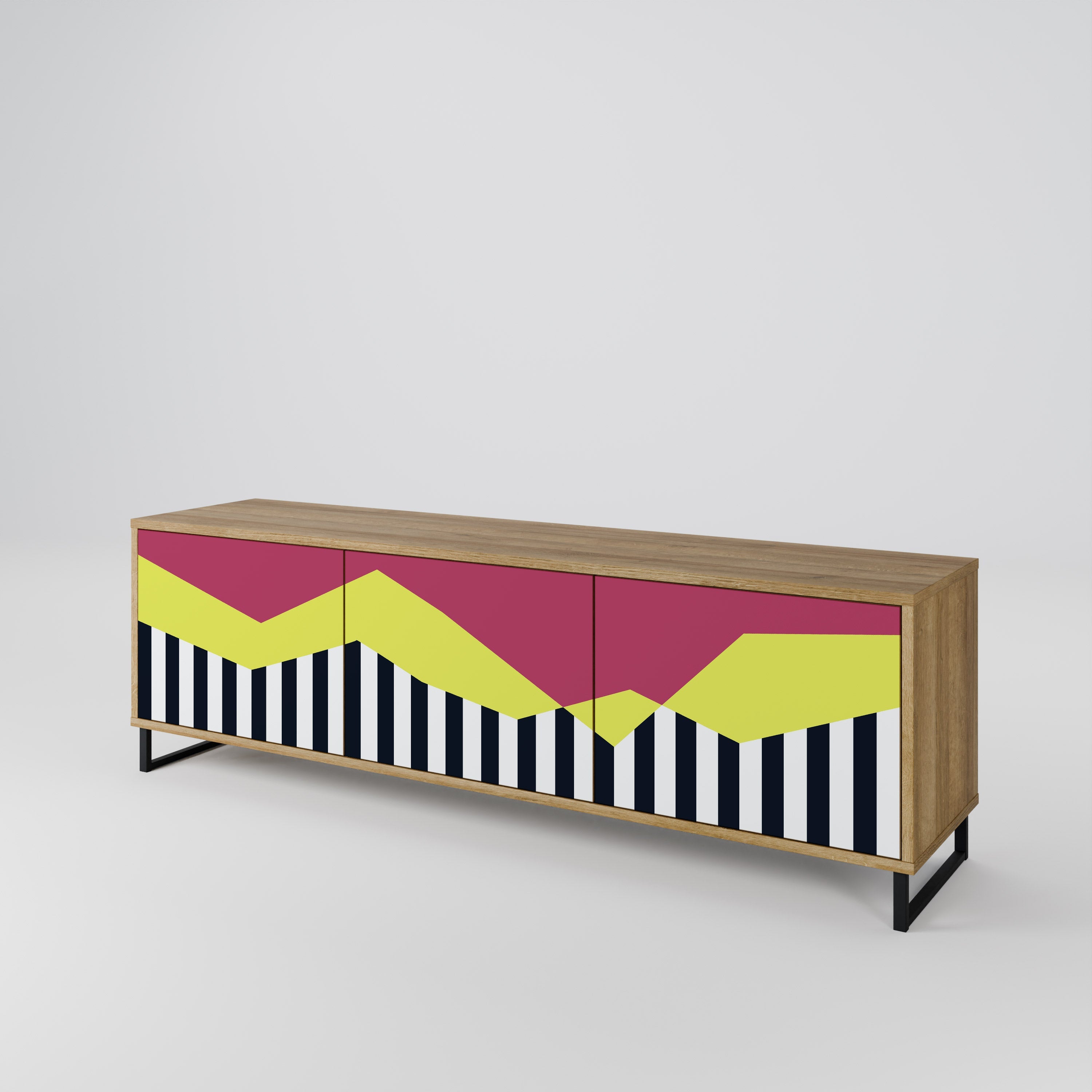 PIANO FANTASY 3-Door TV Stand in Oak Effect