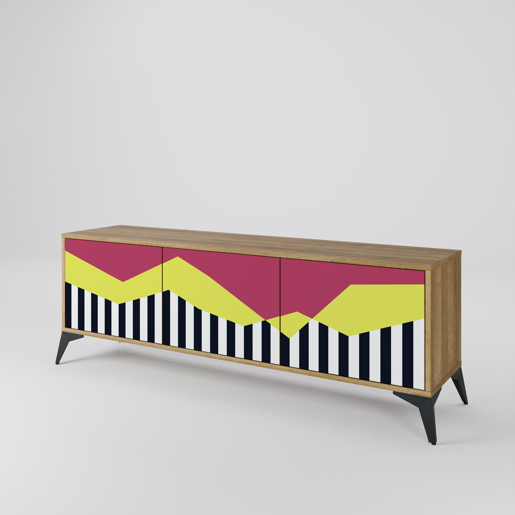 PIANO FANTASY 3-Door TV Stand in Oak Effect