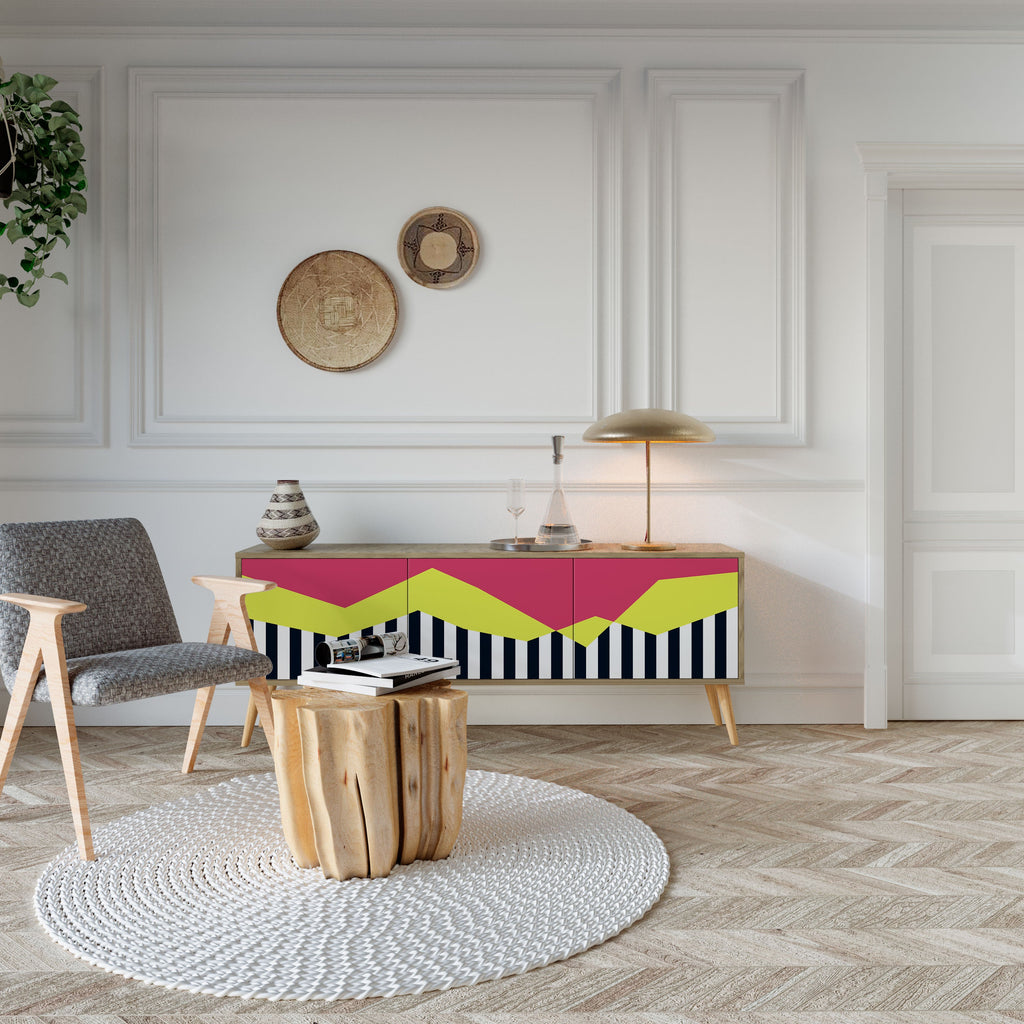 PIANO FANTASY 3-Door TV Stand in Oak Effect