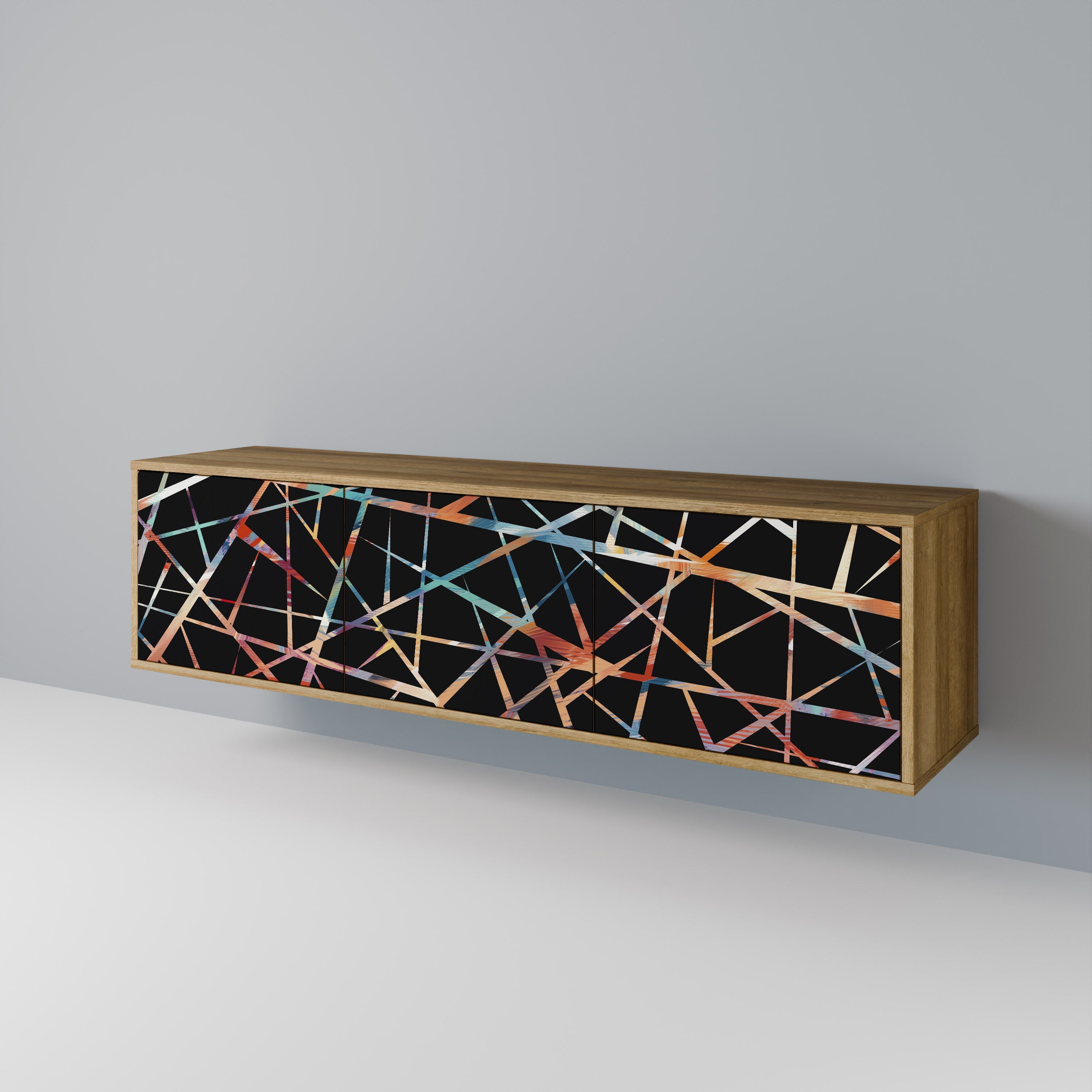 POLYGON VERVE 3-Door TV Stand in Oak Effect