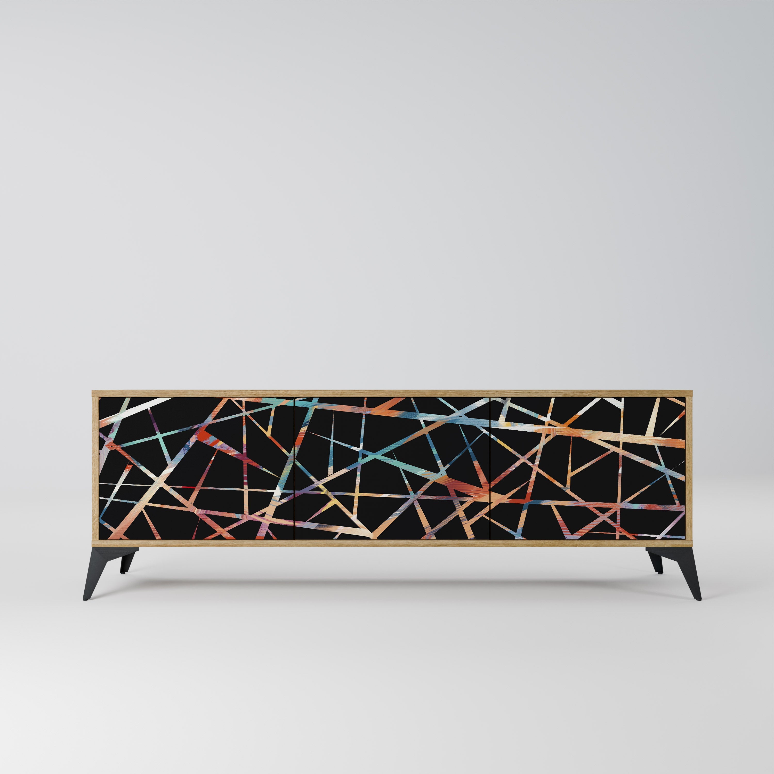 POLYGON VERVE 3-Door TV Stand in Oak Effect