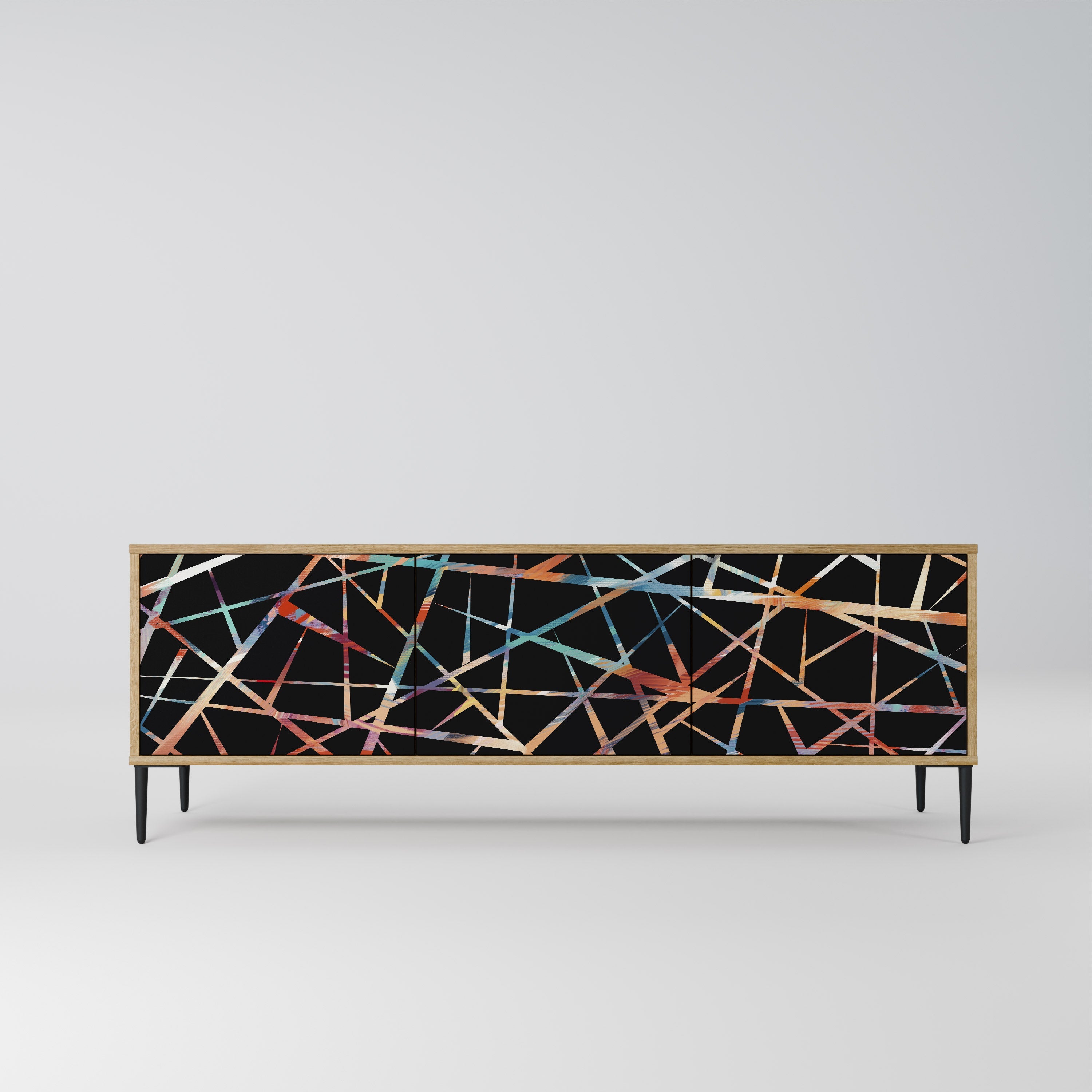 POLYGON VERVE 3-Door TV Stand in Oak Effect