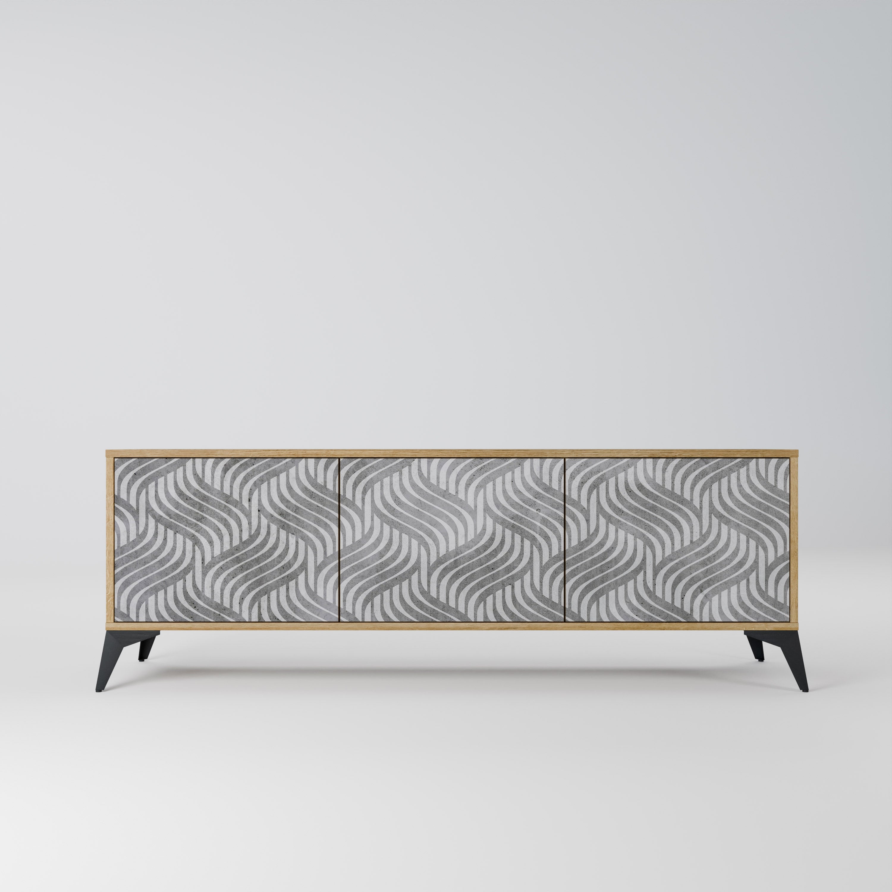 CONCRETE MOVEMENT TV-Lowboard mit 3 Türen in Eiche-Optik