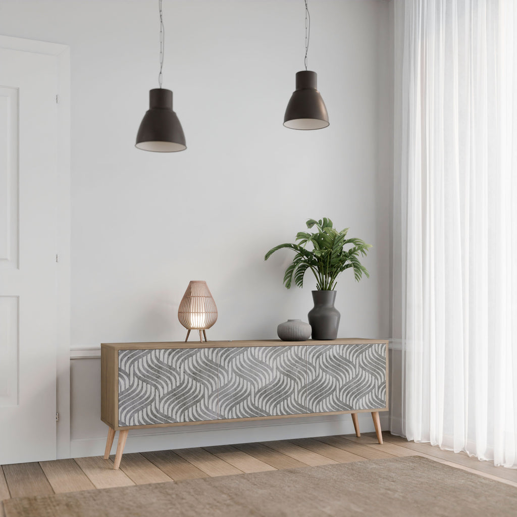 CONCRETE MOVEMENT TV-Lowboard mit 3 Türen in Eiche-Optik