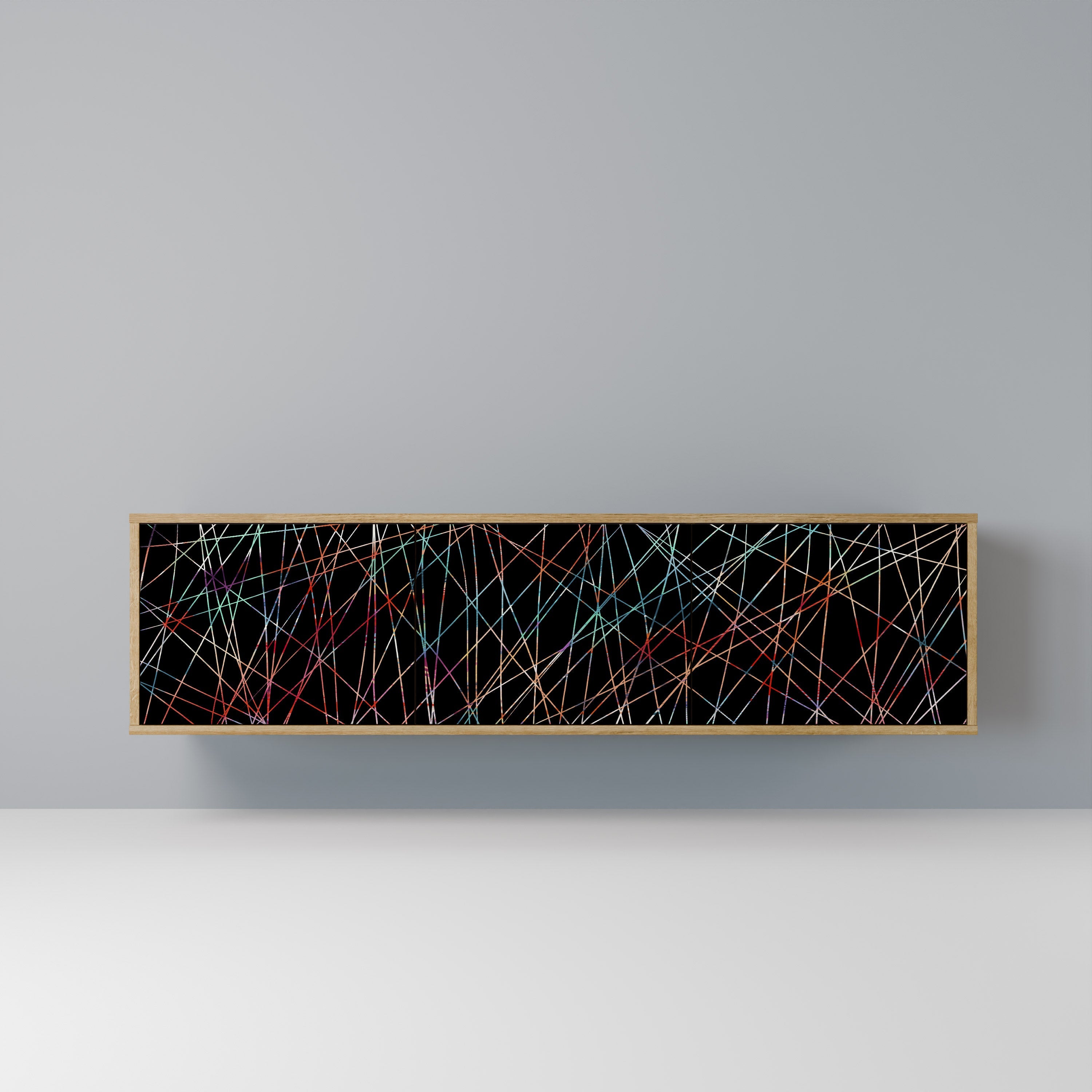 LUMINOUS SNARE 3-Door TV Stand in Oak Effect