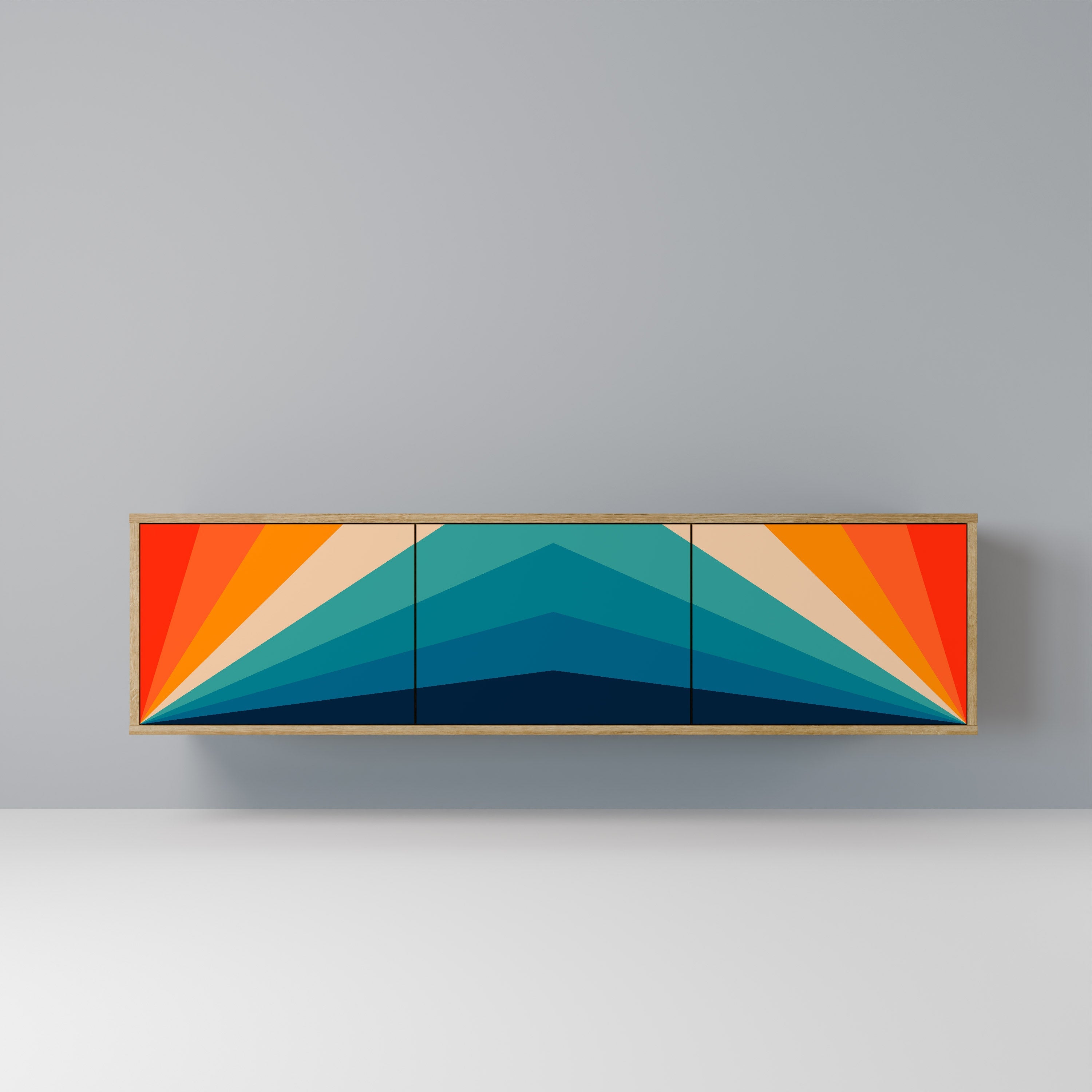 PRISM CONCUSSION 3-Door TV Stand in Oak Effect