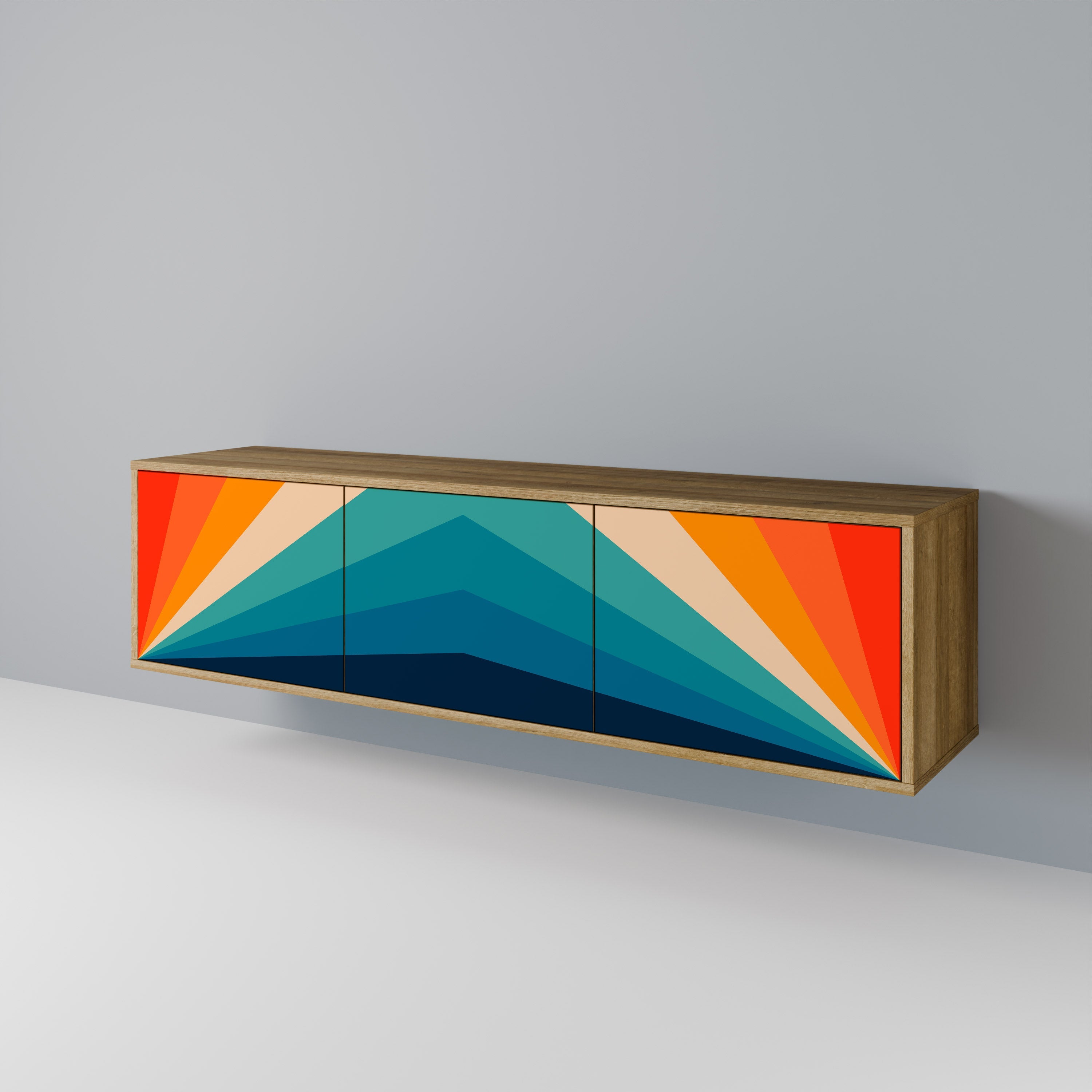 PRISM CONCUSSION 3-Door TV Stand in Oak Effect