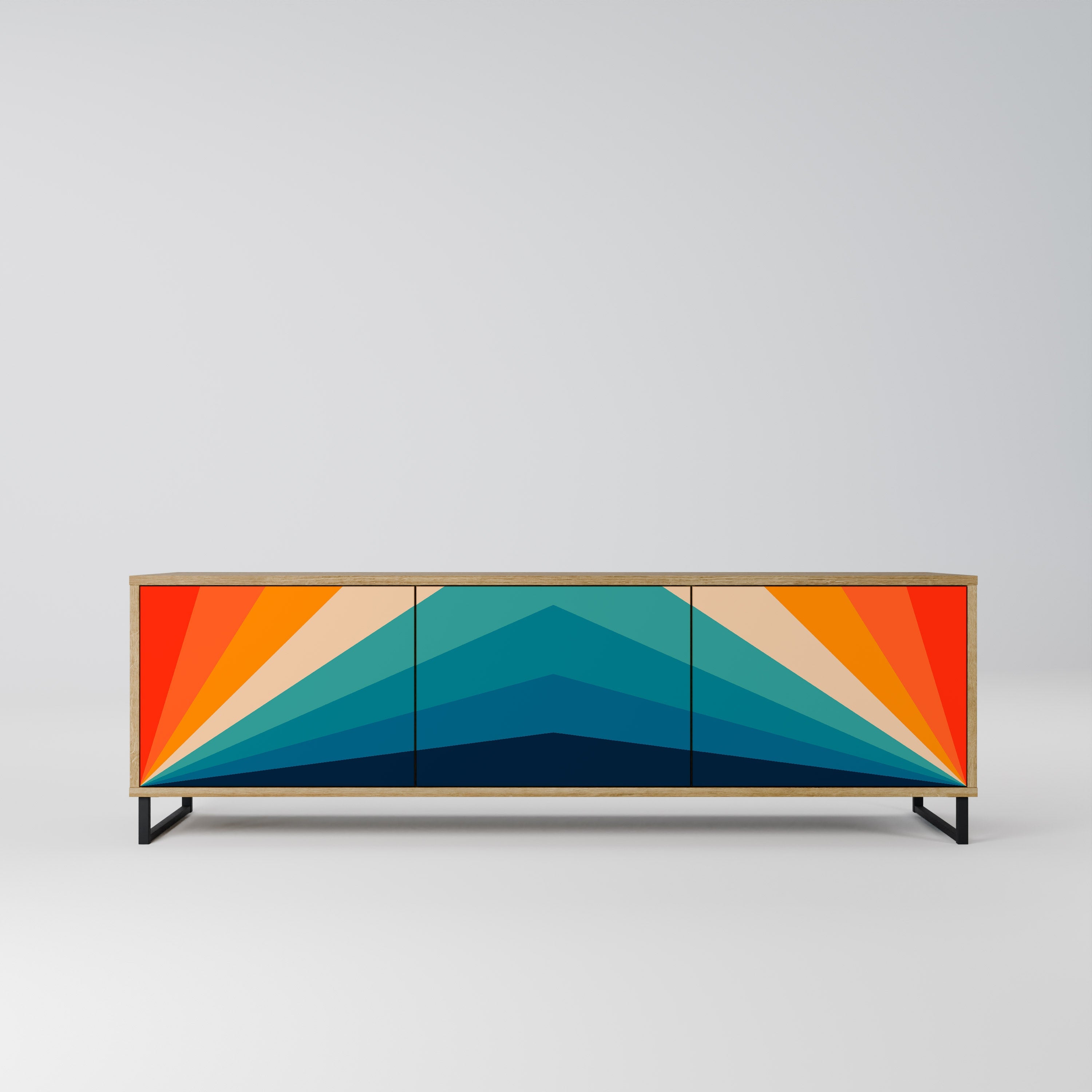 PRISM CONCUSSION 3-Door TV Stand in Oak Effect