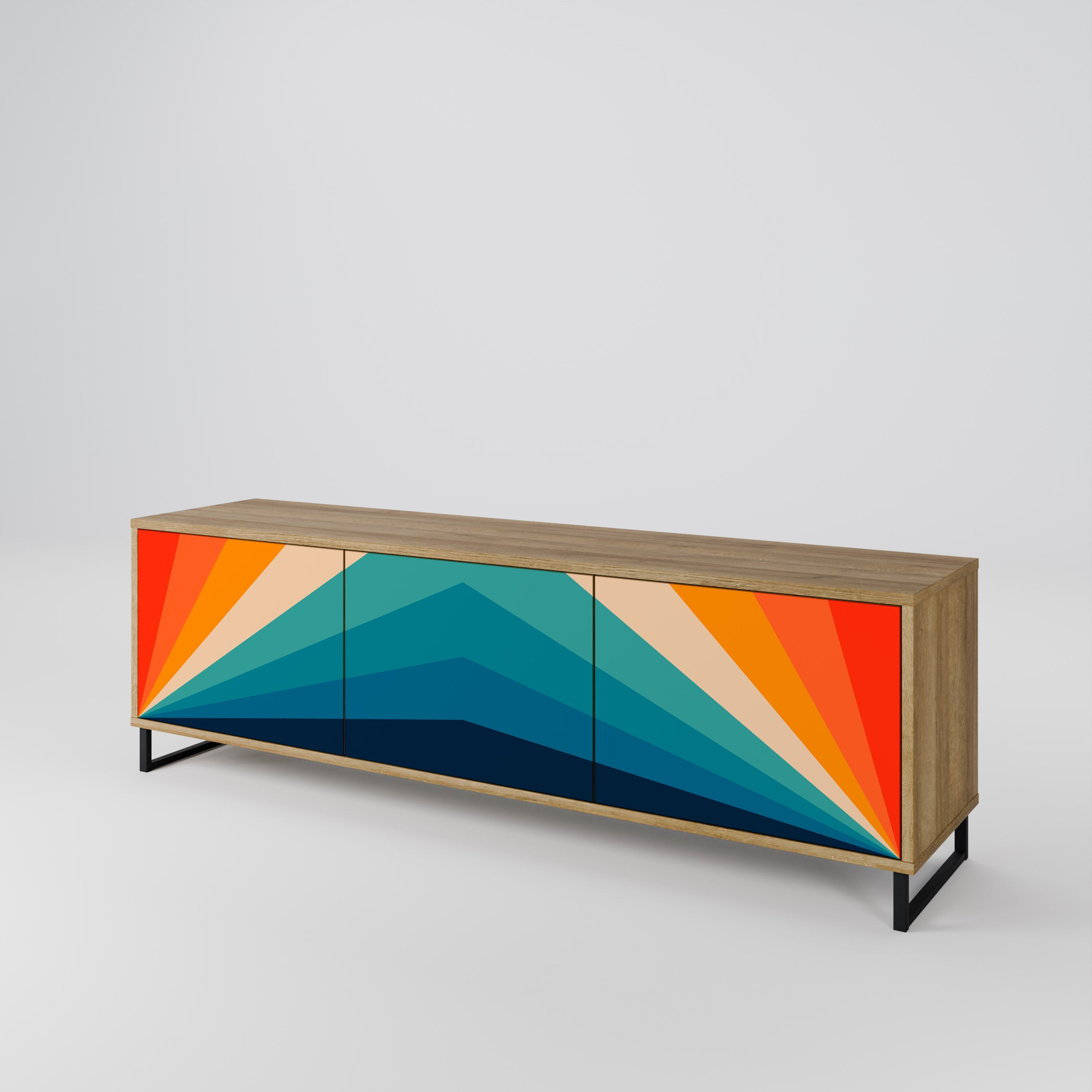 PRISM CONCUSSION 3-Door TV Stand in Oak Effect