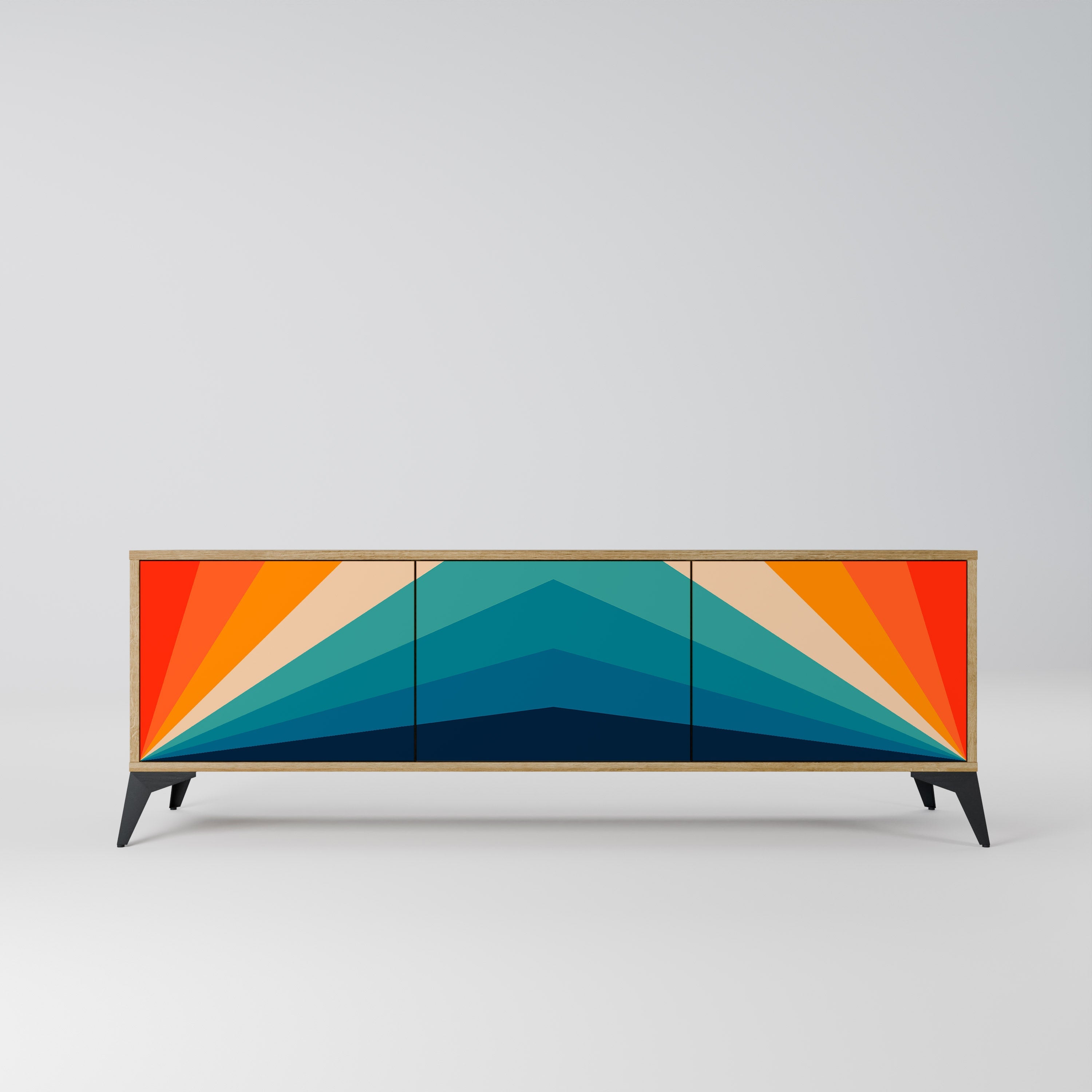 PRISM CONCUSSION 3-Door TV Stand in Oak Effect