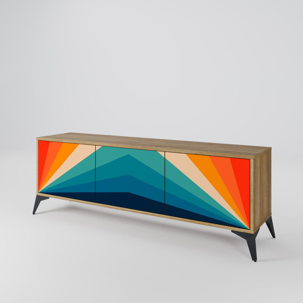 PRISM CONCUSSION 3-Door TV Stand in Oak Effect