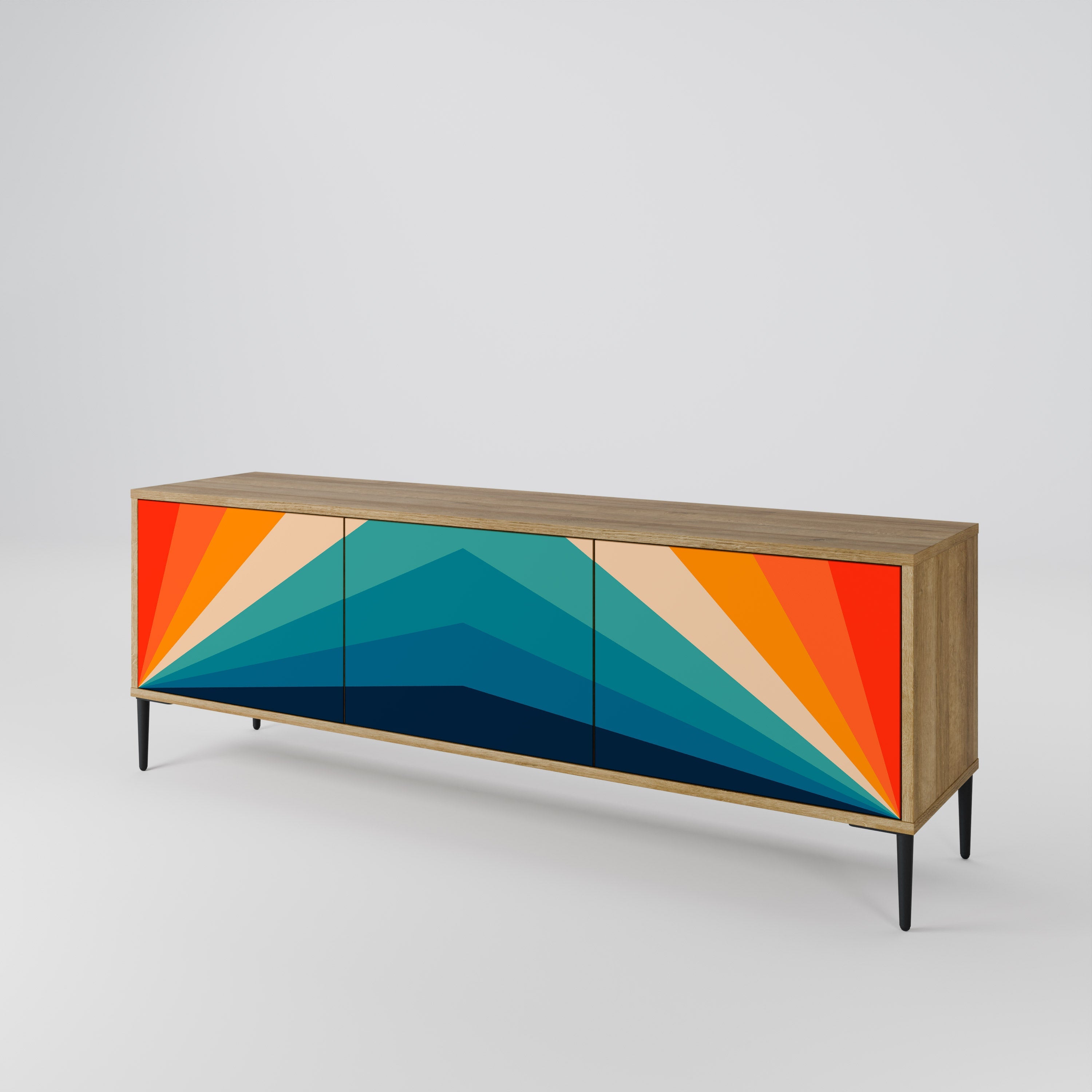 PRISM CONCUSSION 3-Door TV Stand in Oak Effect