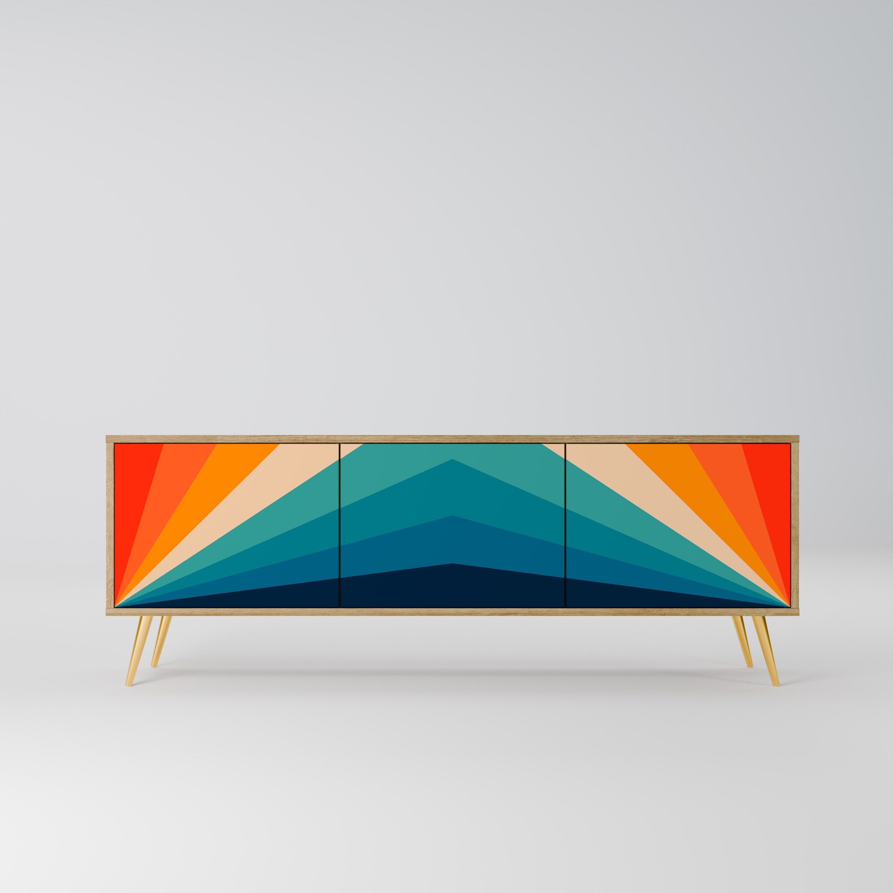 PRISM CONCUSSION 3-Door TV Stand in Oak Effect