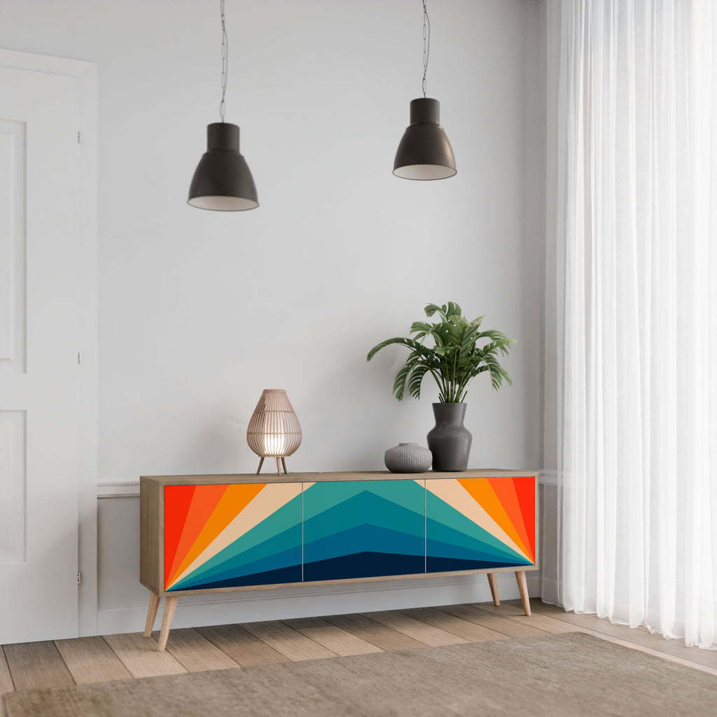 PRISM CONCUSSION 3-Door TV Stand in Oak Effect