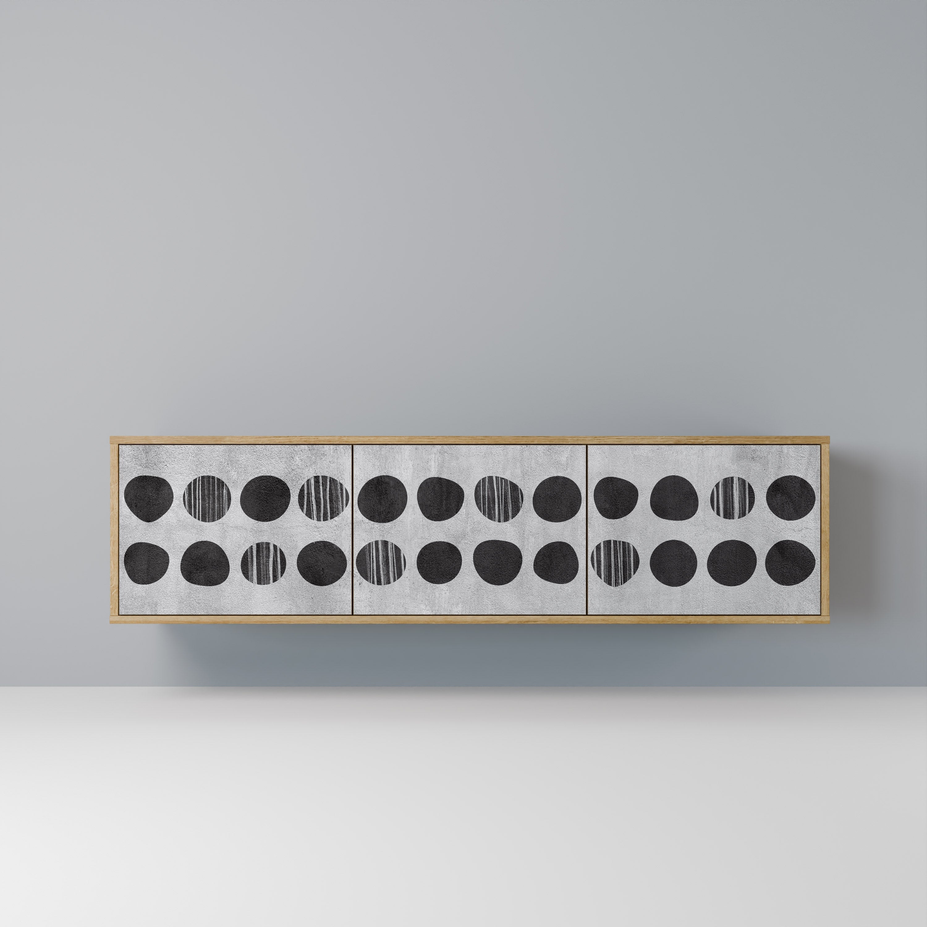 GHOSTLY GRADIENTS 3-Door TV Stand in Oak Effect