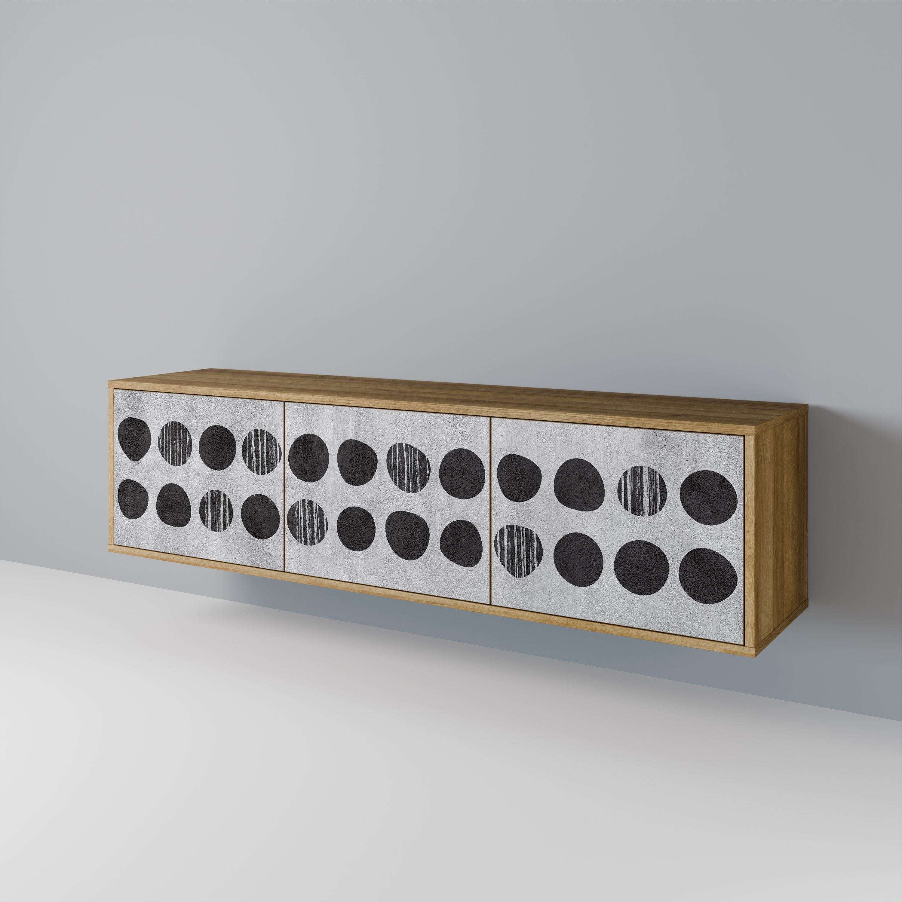 GHOSTLY GRADIENTS 3-Door TV Stand in Oak Effect