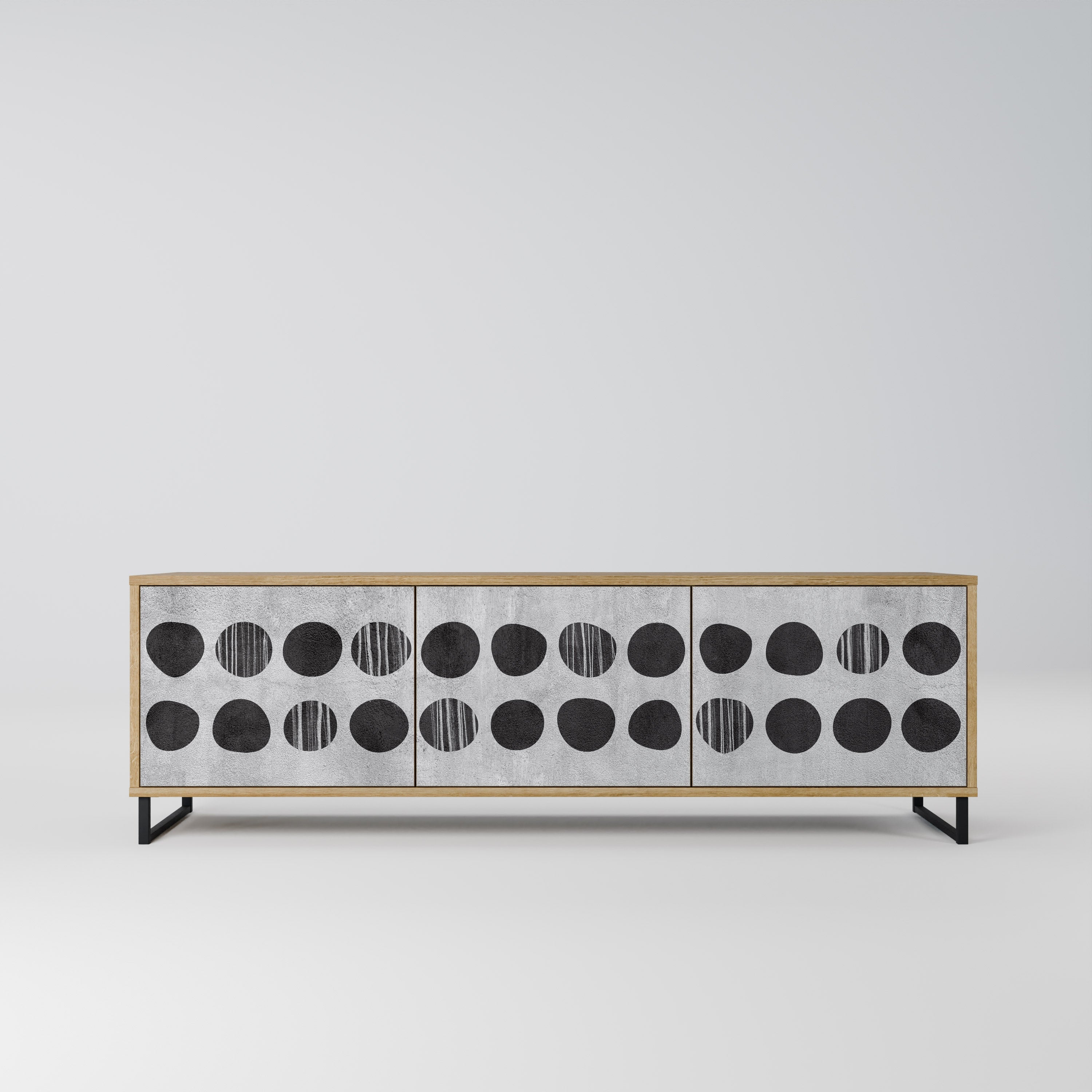 GHOSTLY GRADIENTS 3-Door TV Stand in Oak Effect