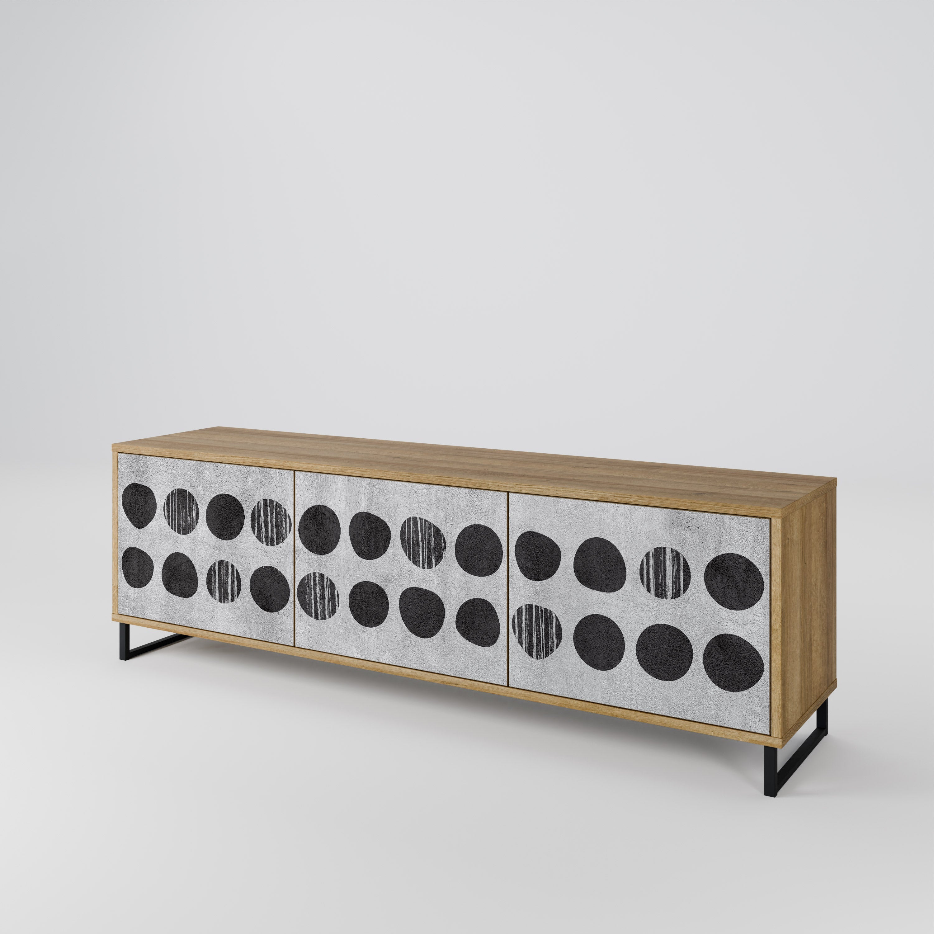 GHOSTLY GRADIENTS 3-Door TV Stand in Oak Effect