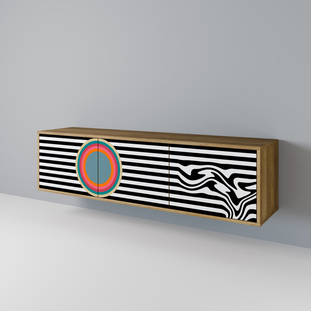 SPECTRA SHOWCASE 3-Door TV Stand in Oak Effect