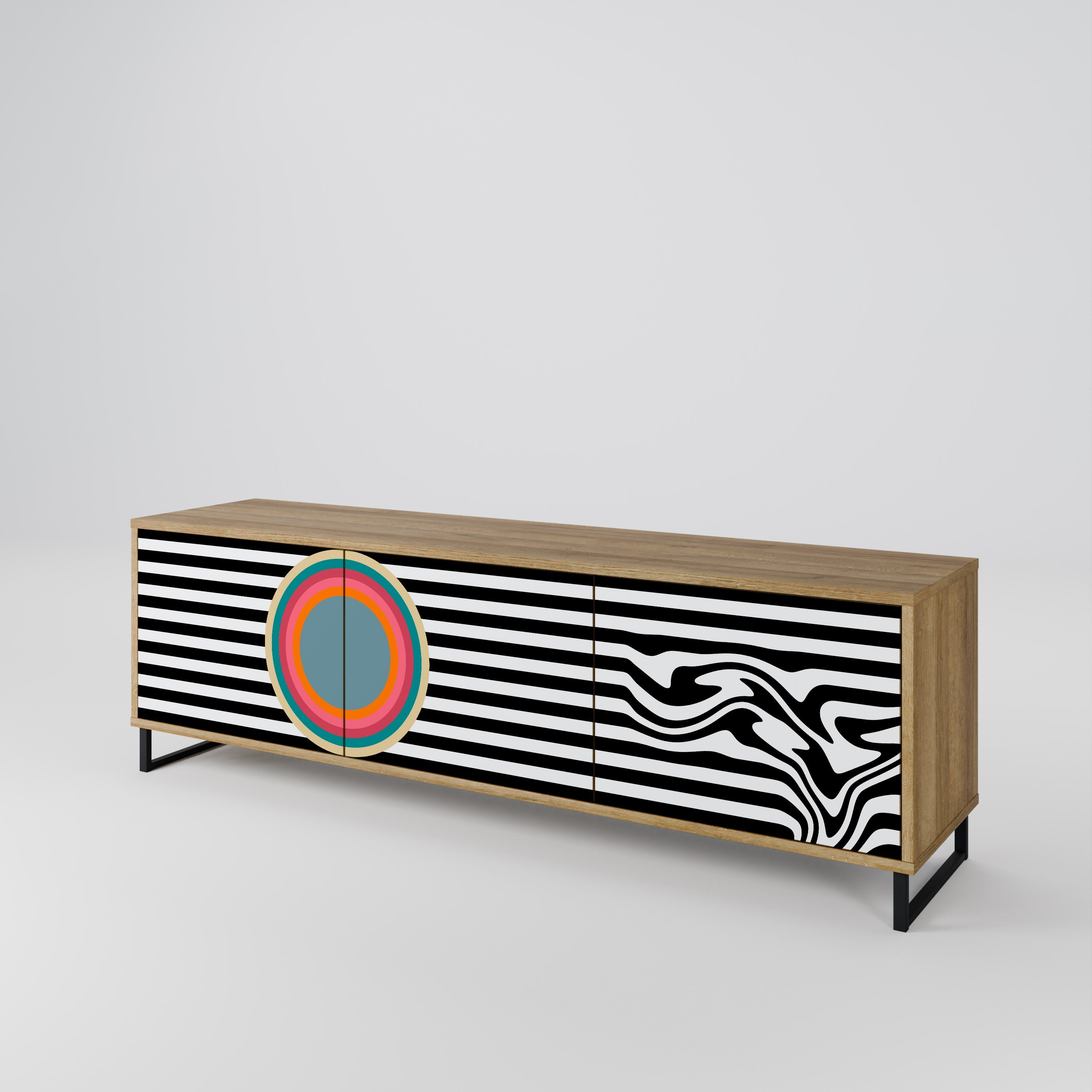 SPECTRA SHOWCASE 3-Door TV Stand in Oak Effect