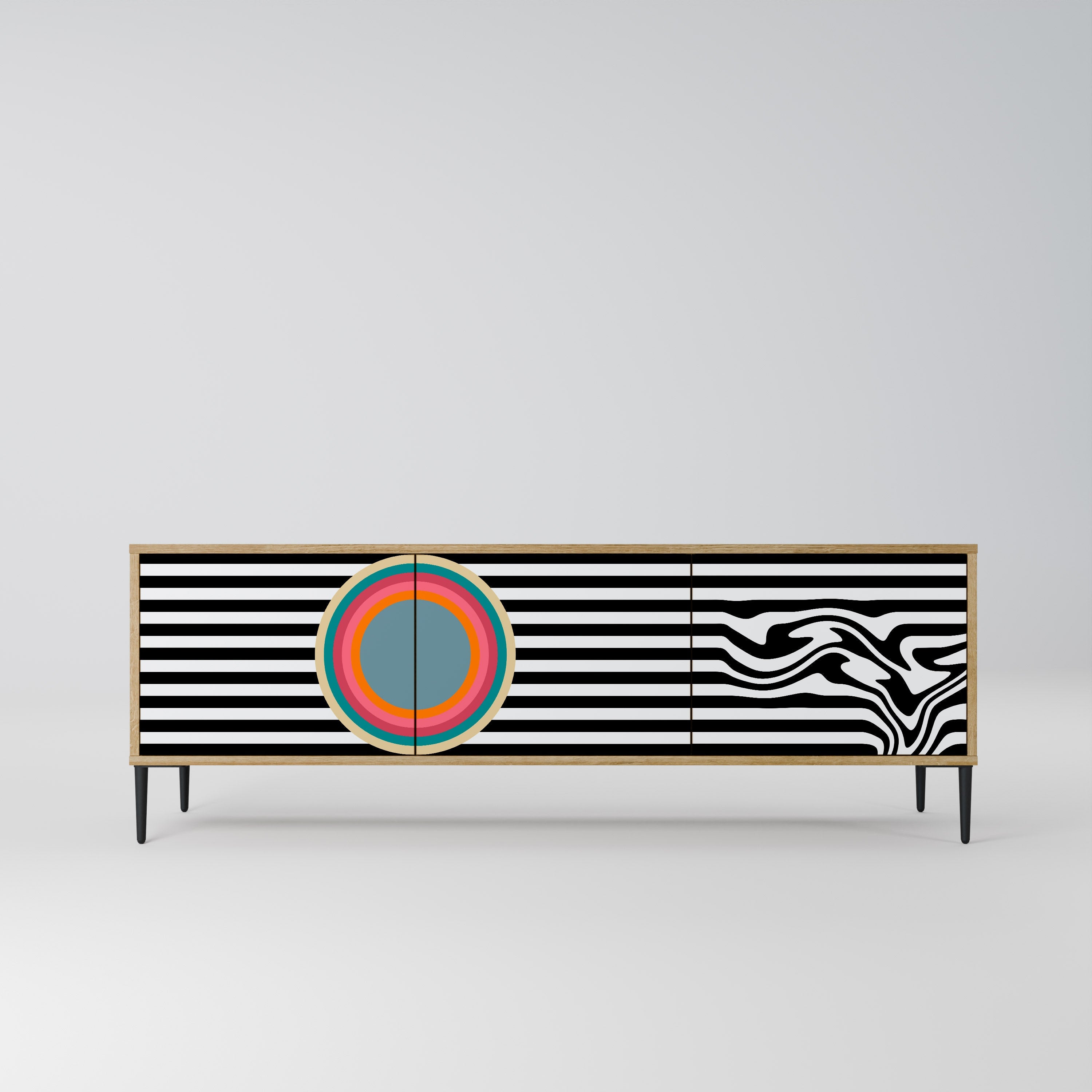 SPECTRA SHOWCASE 3-Door TV Stand in Oak Effect