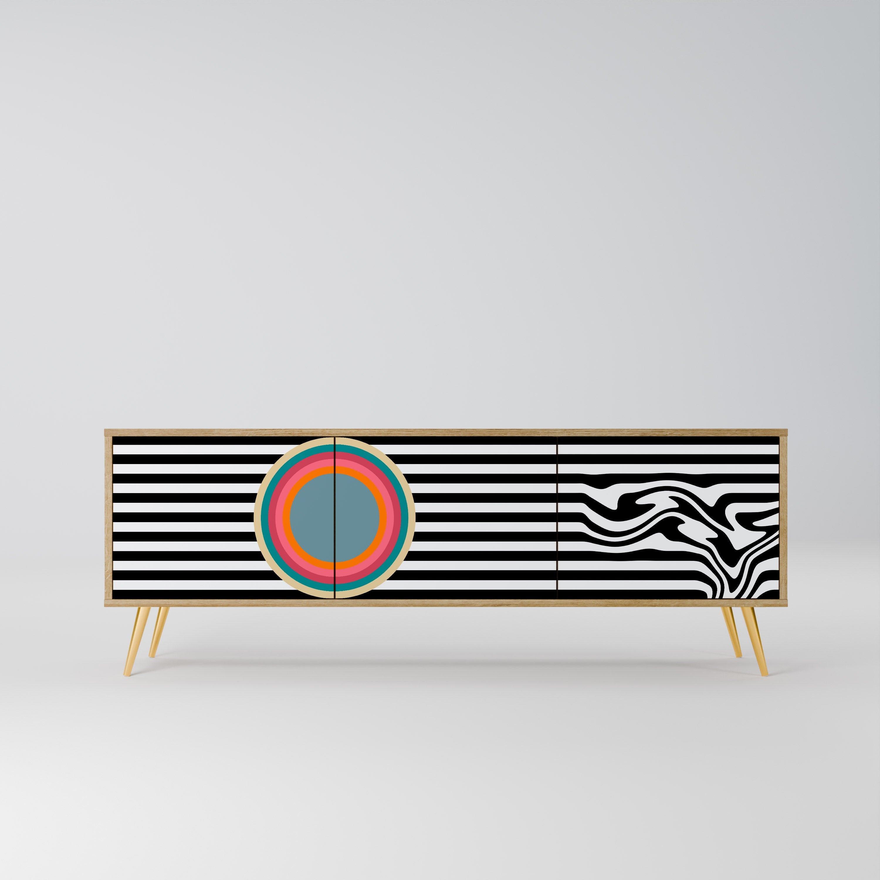 SPECTRA SHOWCASE 3-Door TV Stand in Oak Effect