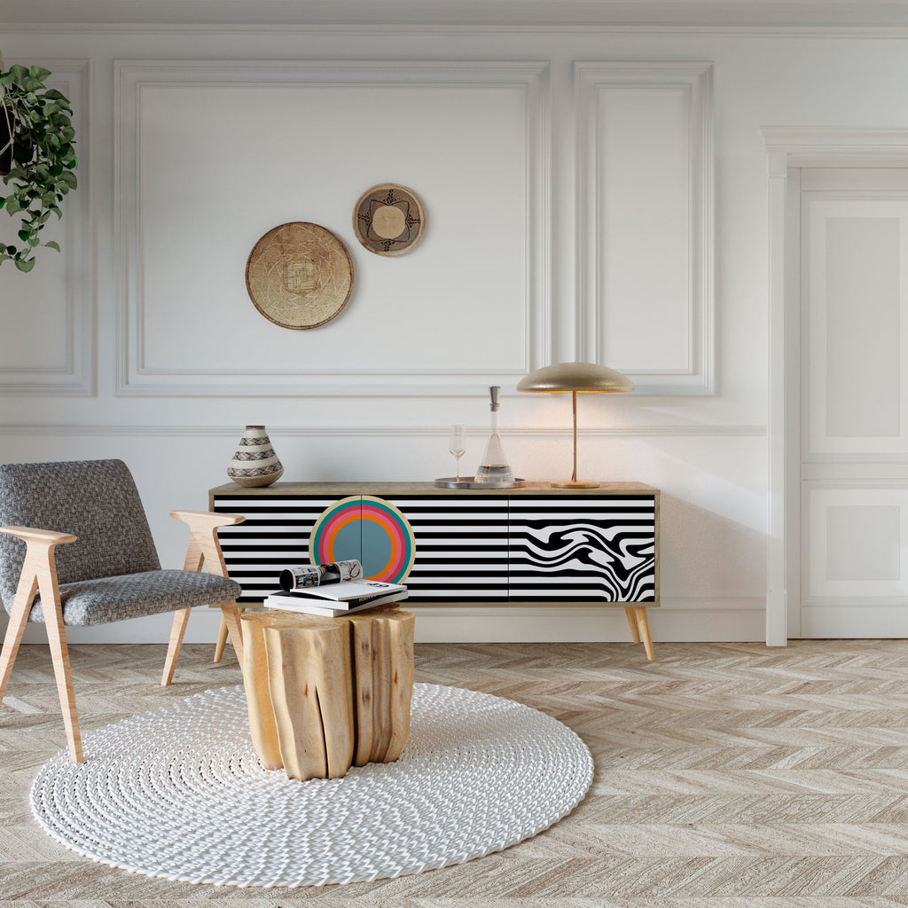 SPECTRA SHOWCASE 3-Door TV Stand in Oak Effect