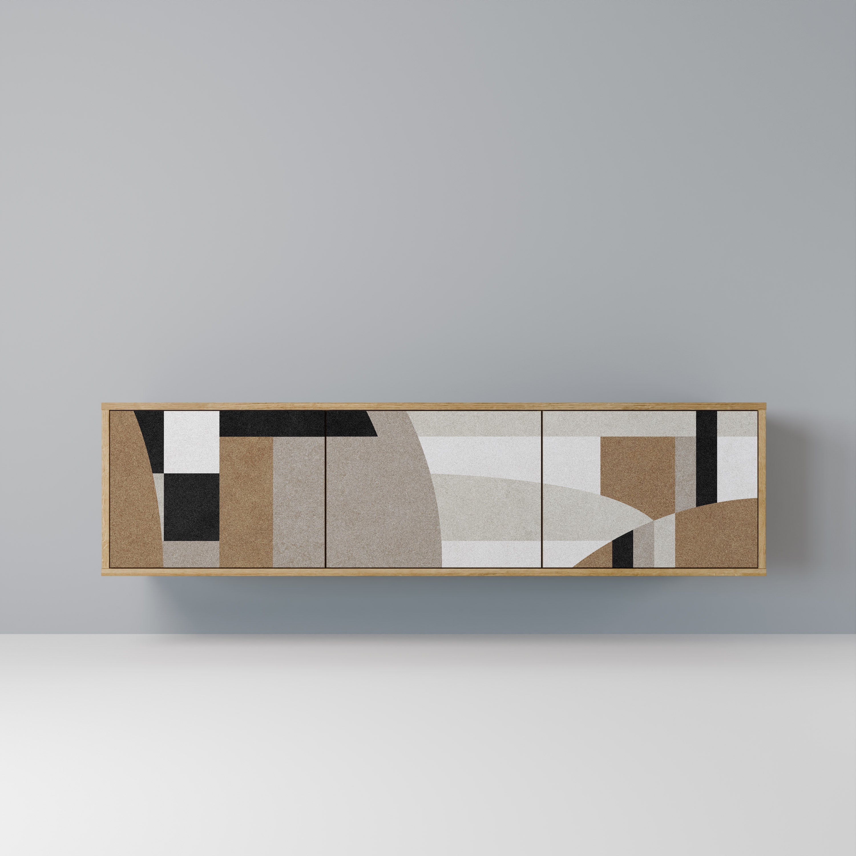 DELICATE MEMENTO 3-Door TV Stand in Oak Effect