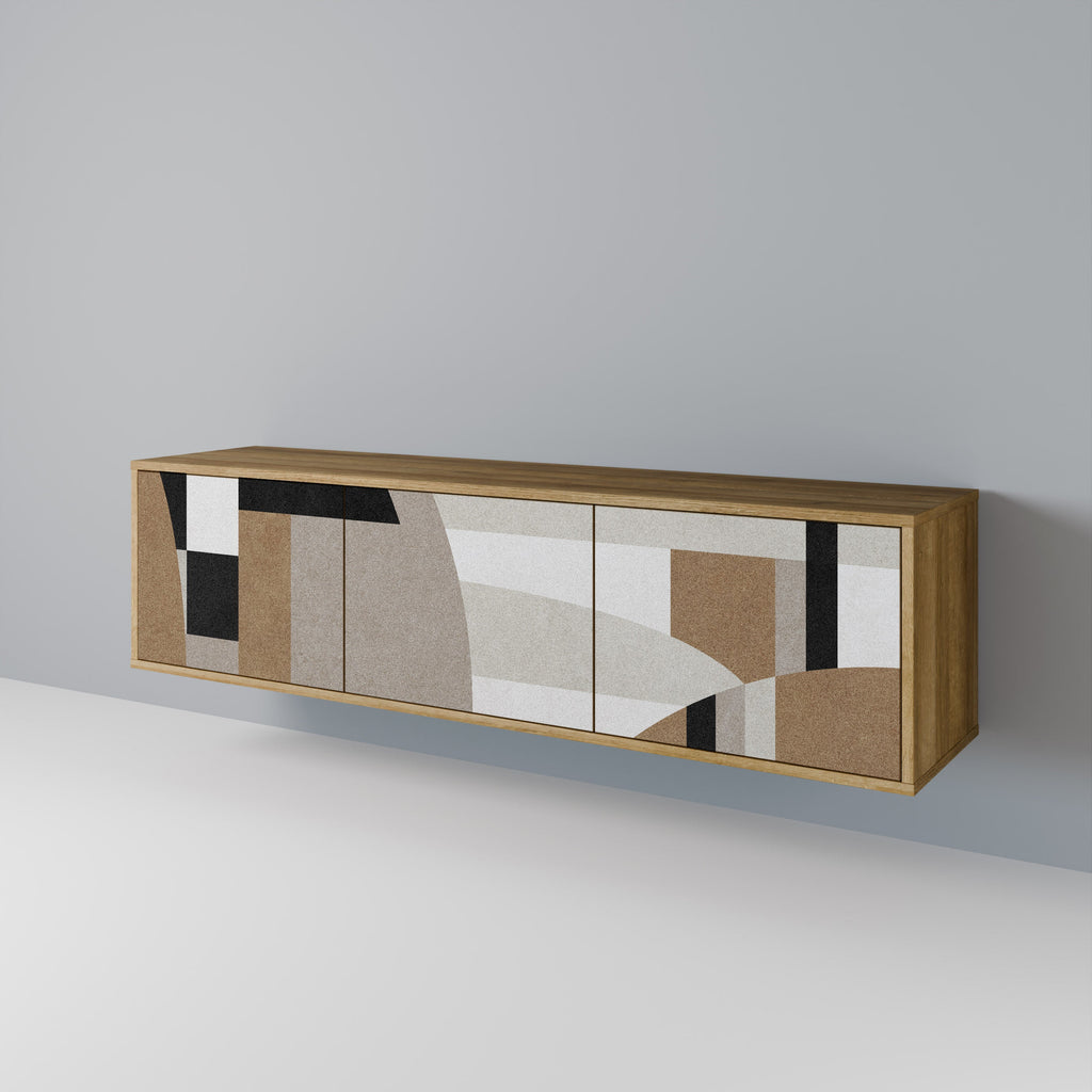 DELICATE MEMENTO 3-Door TV Stand in Oak Effect