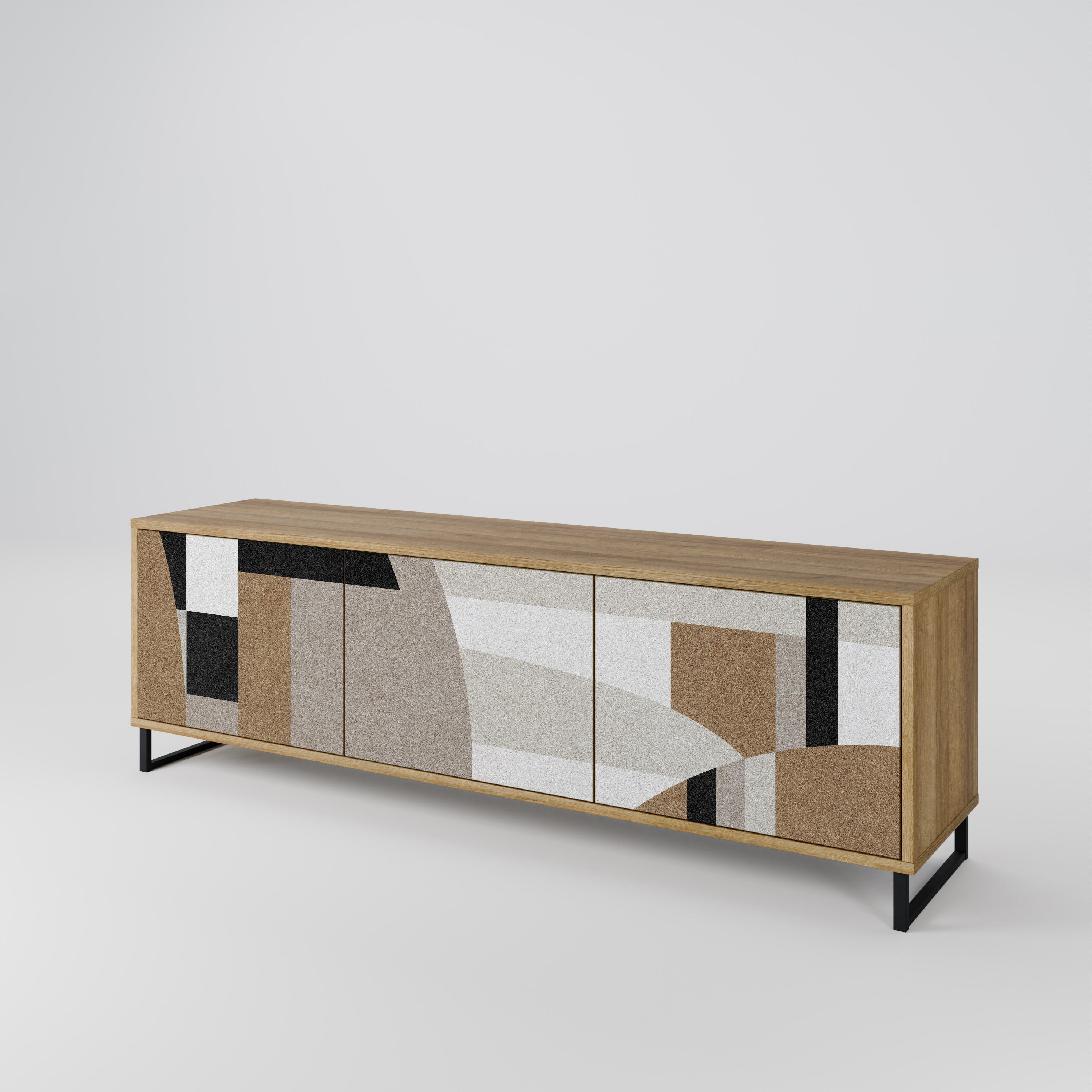 DELICATE MEMENTO 3-Door TV Stand in Oak Effect