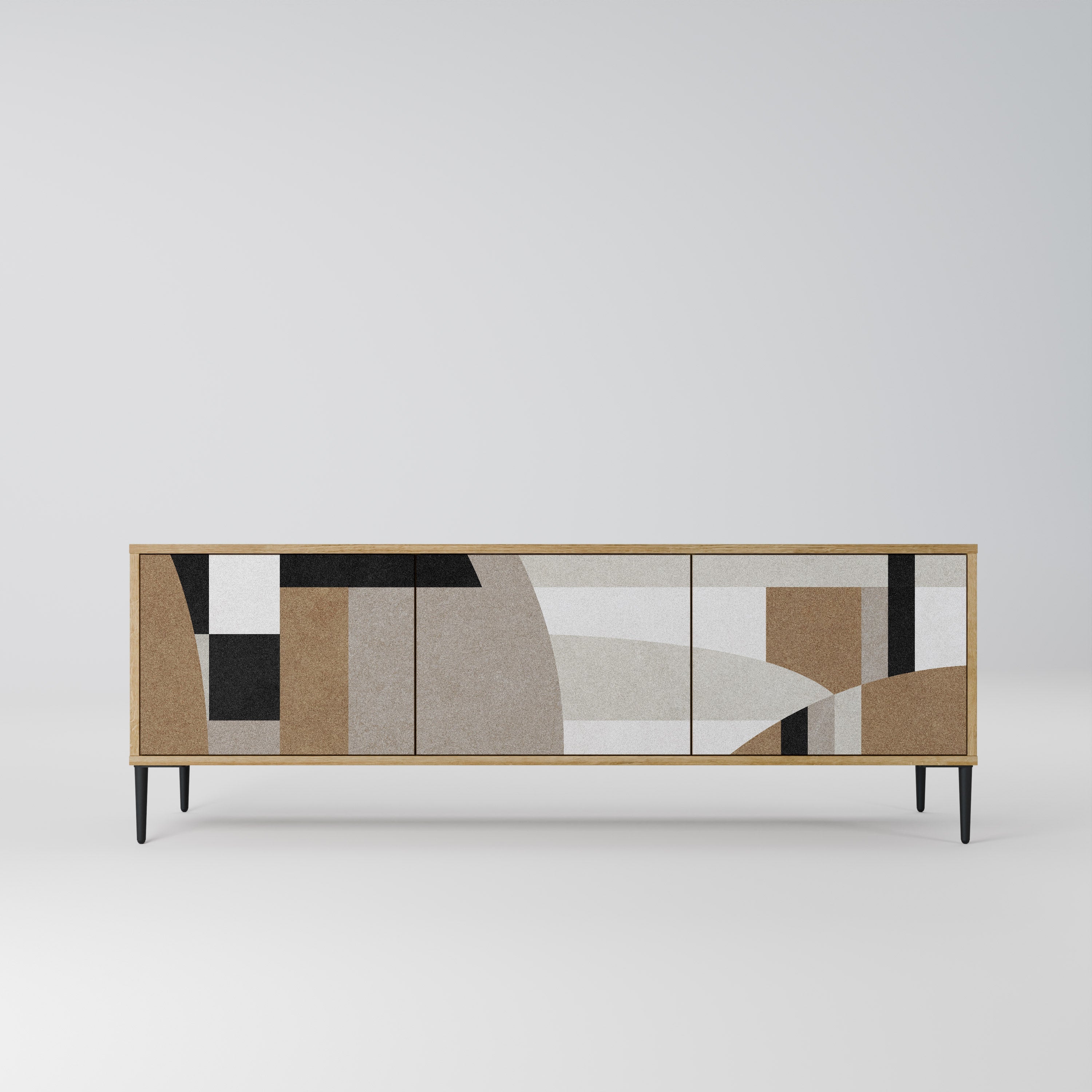 DELICATE MEMENTO 3-Door TV Stand in Oak Effect