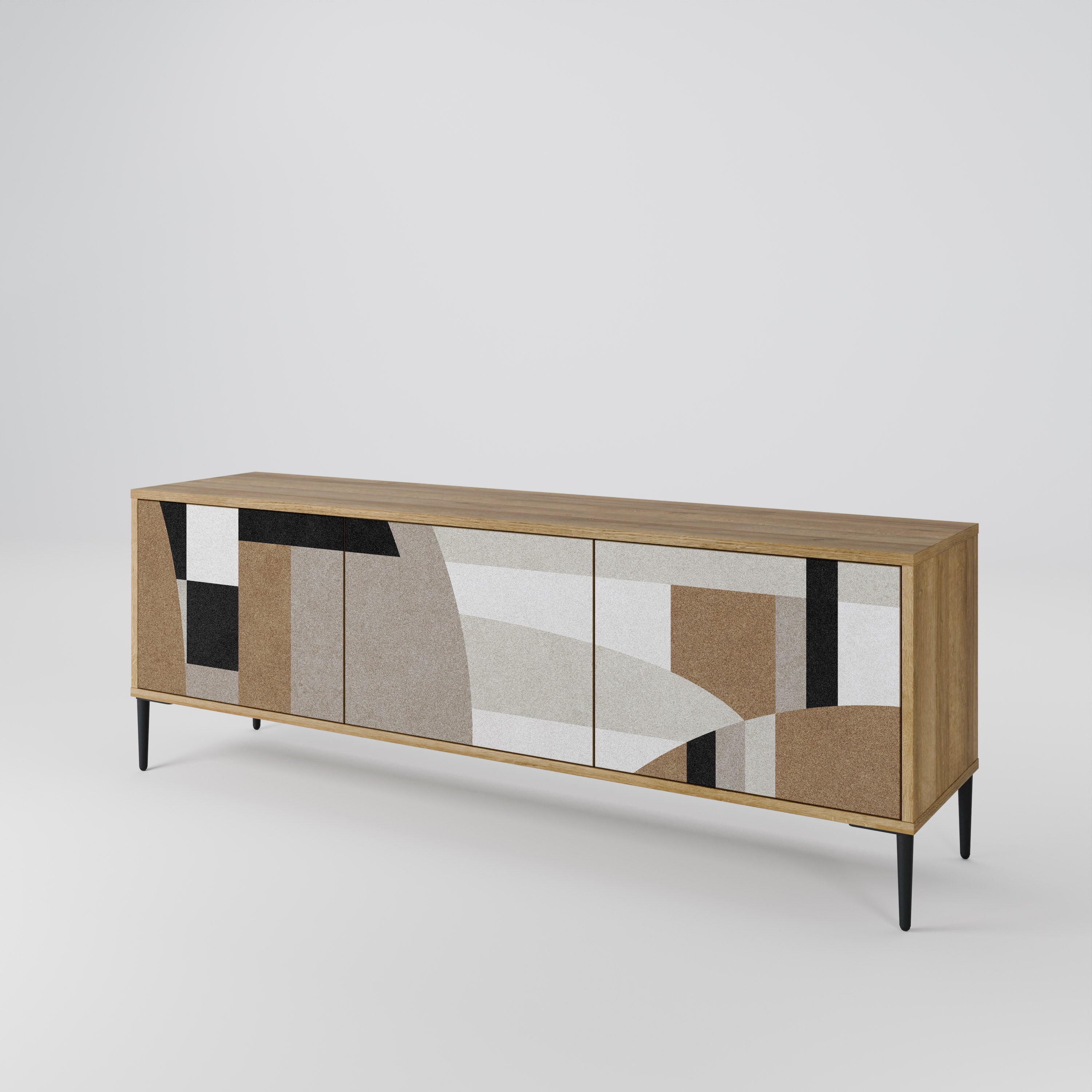 DELICATE MEMENTO 3-Door TV Stand in Oak Effect