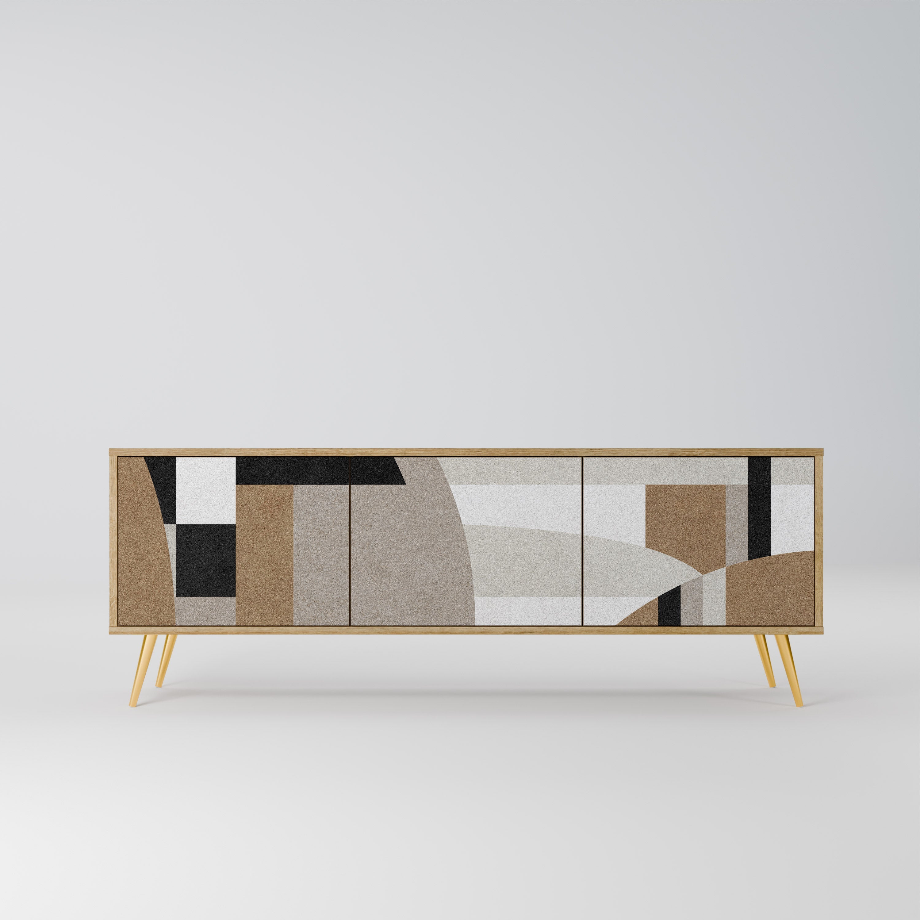 DELICATE MEMENTO 3-Door TV Stand in Oak Effect