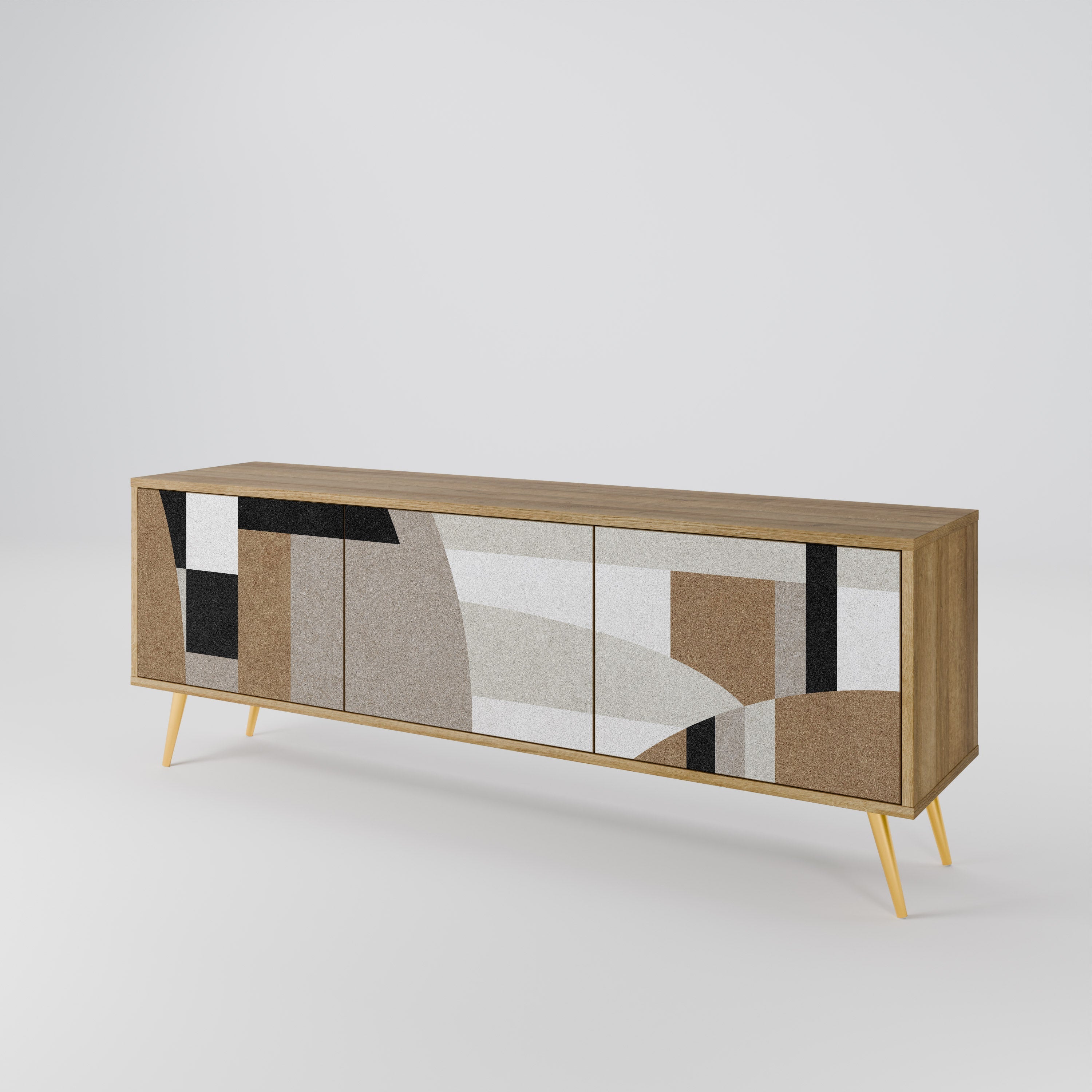 DELICATE MEMENTO 3-Door TV Stand in Oak Effect