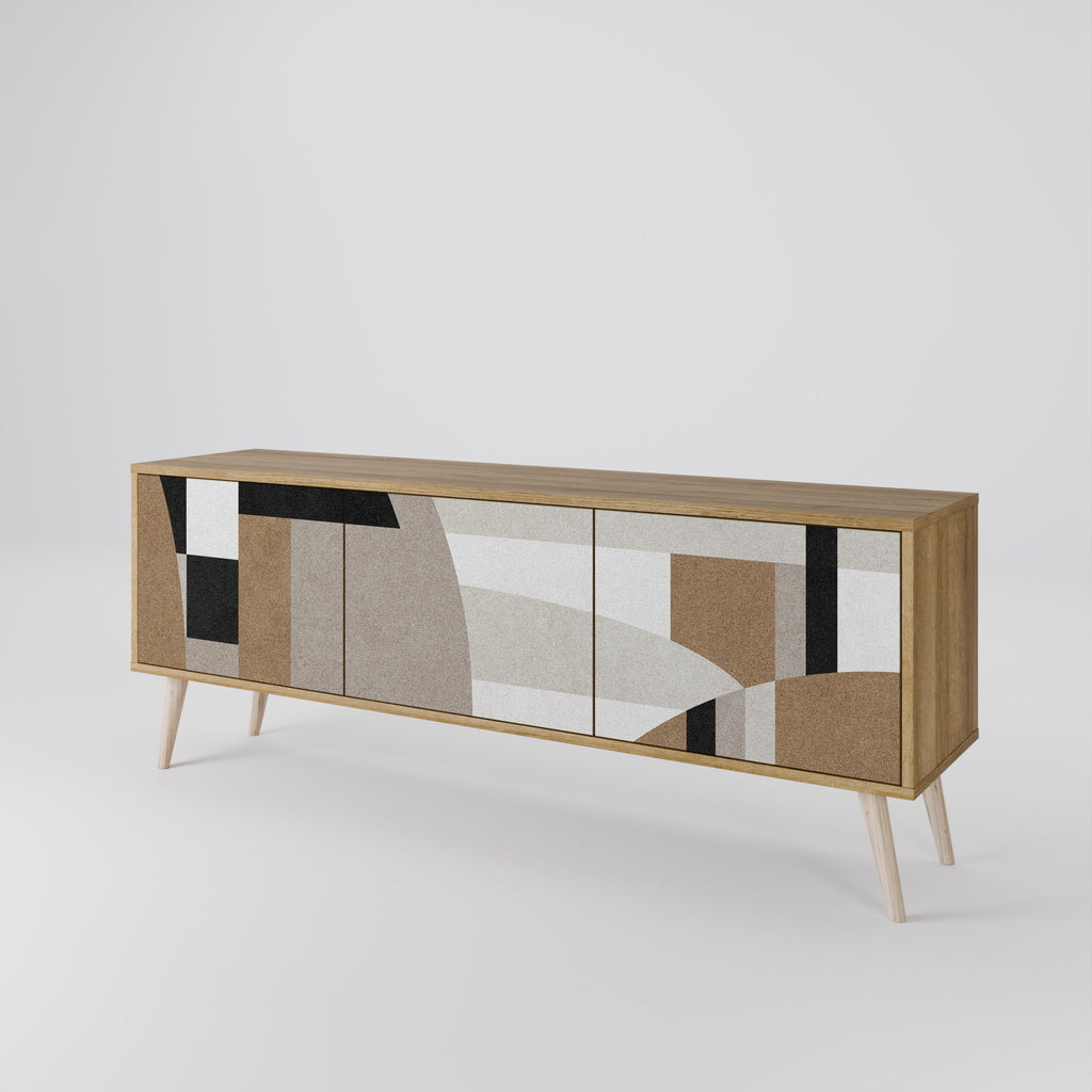 DELICATE MEMENTO 3-Door TV Stand in Oak Effect