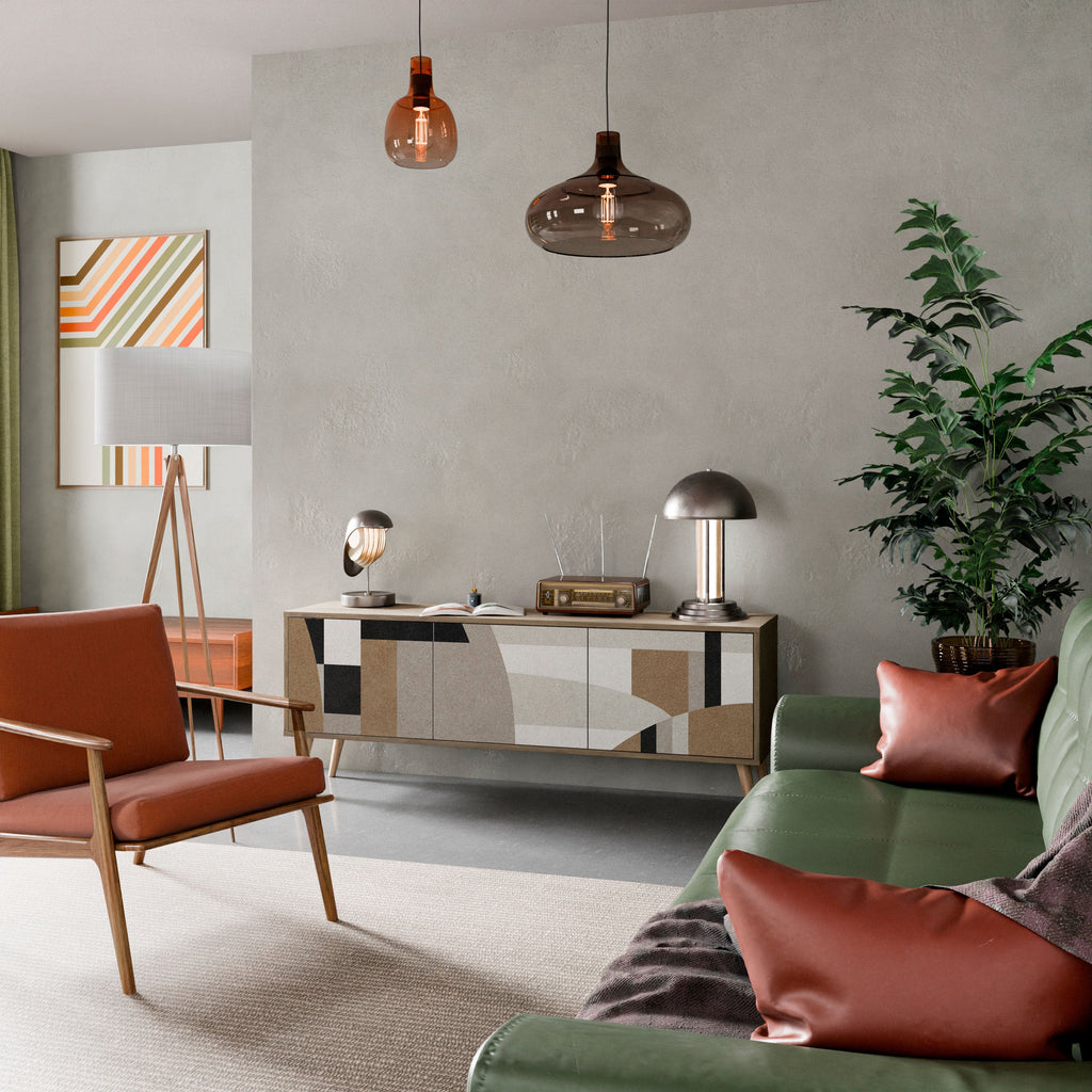 DELICATE MEMENTO 3-Door TV Stand in Oak Effect