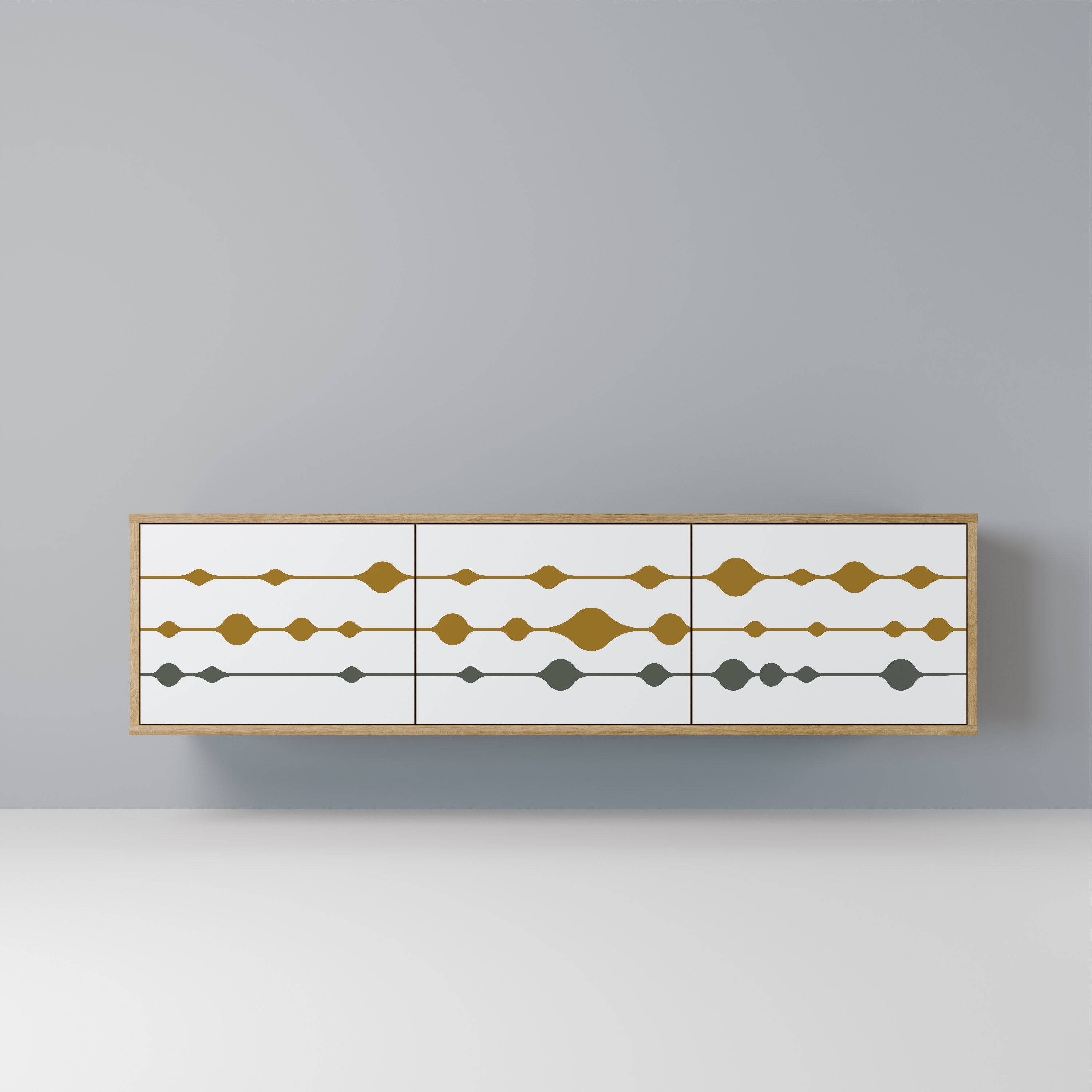 VIVID TONE 3-Door TV Stand in Oak Effect