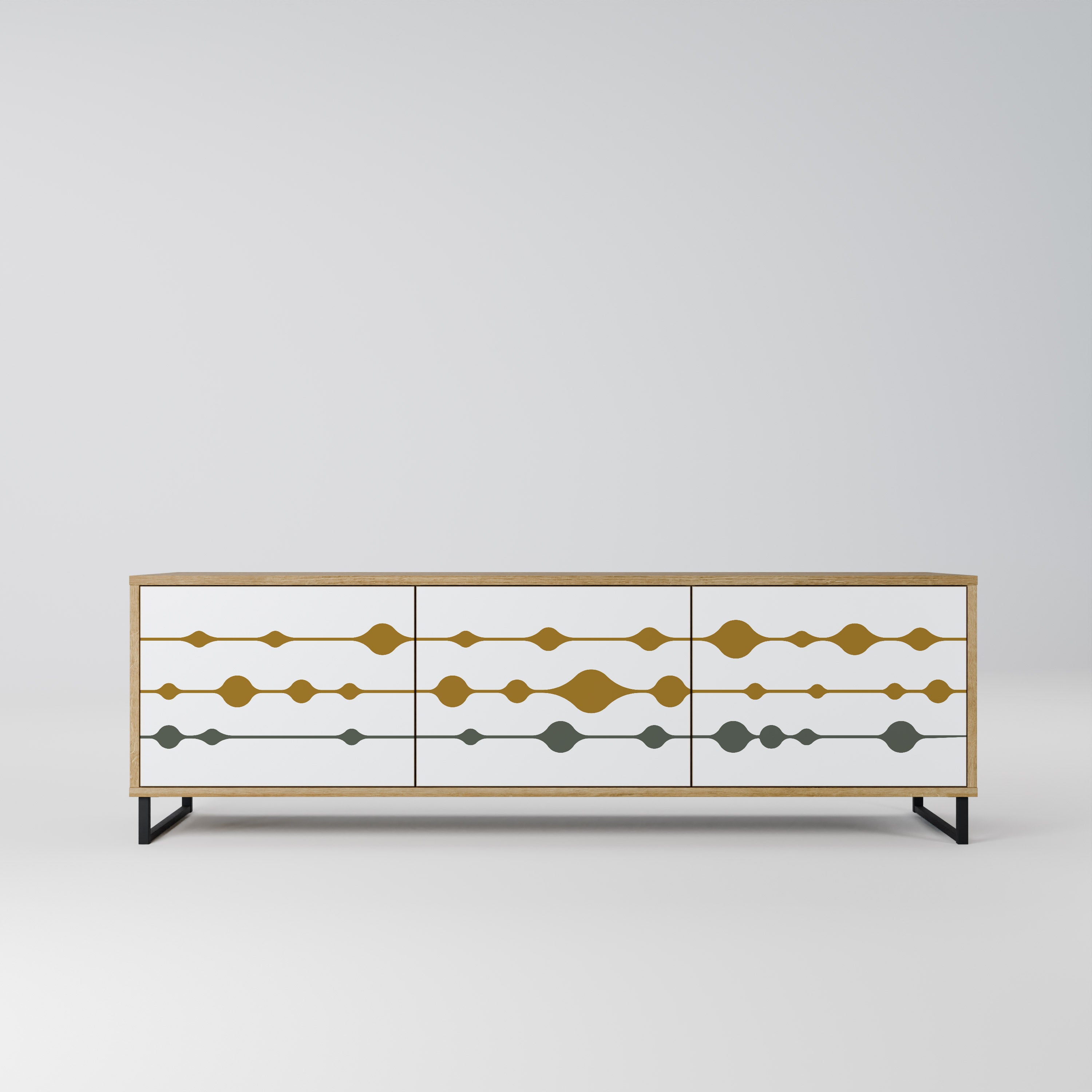 VIVID TONE 3-Door TV Stand in Oak Effect