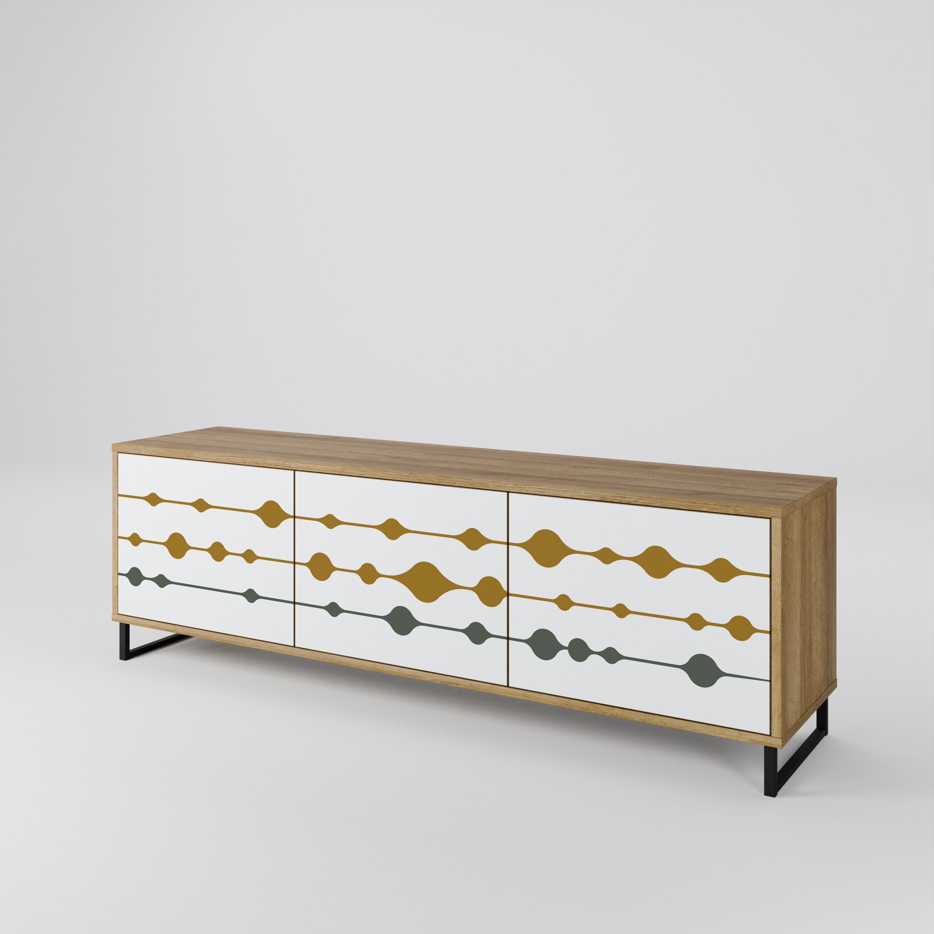 VIVID TONE TV-Lowboard mit 3 Türen in Eiche-Optik