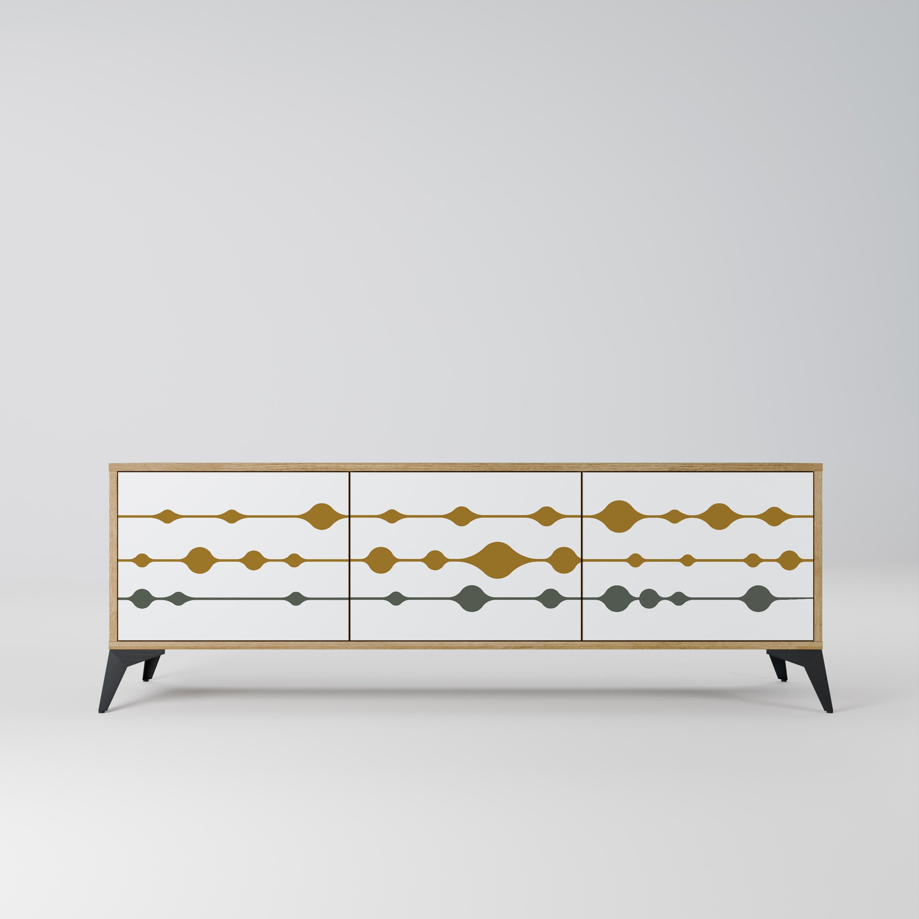 VIVID TONE 3-Door TV Stand in Oak Effect