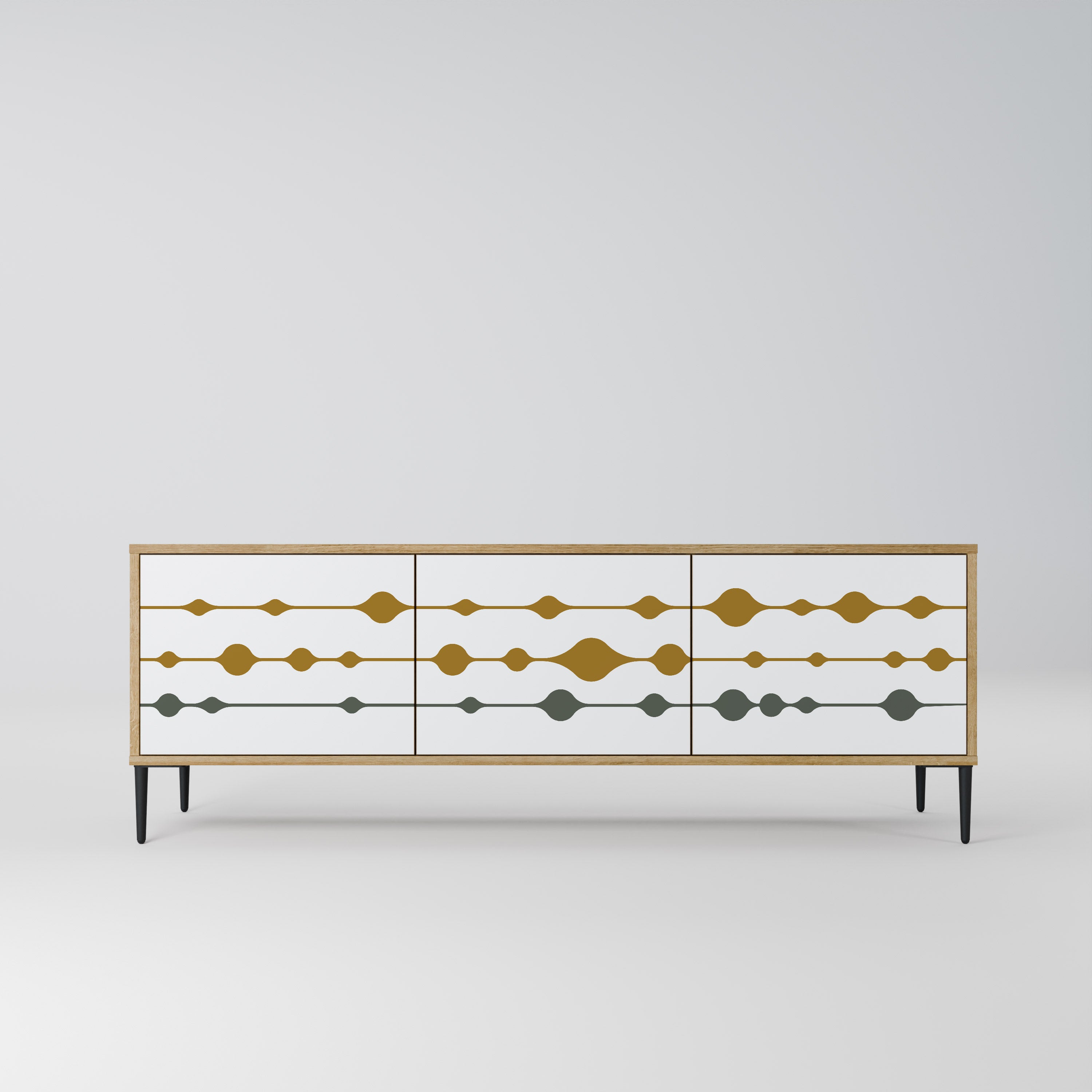 VIVID TONE 3-Door TV Stand in Oak Effect