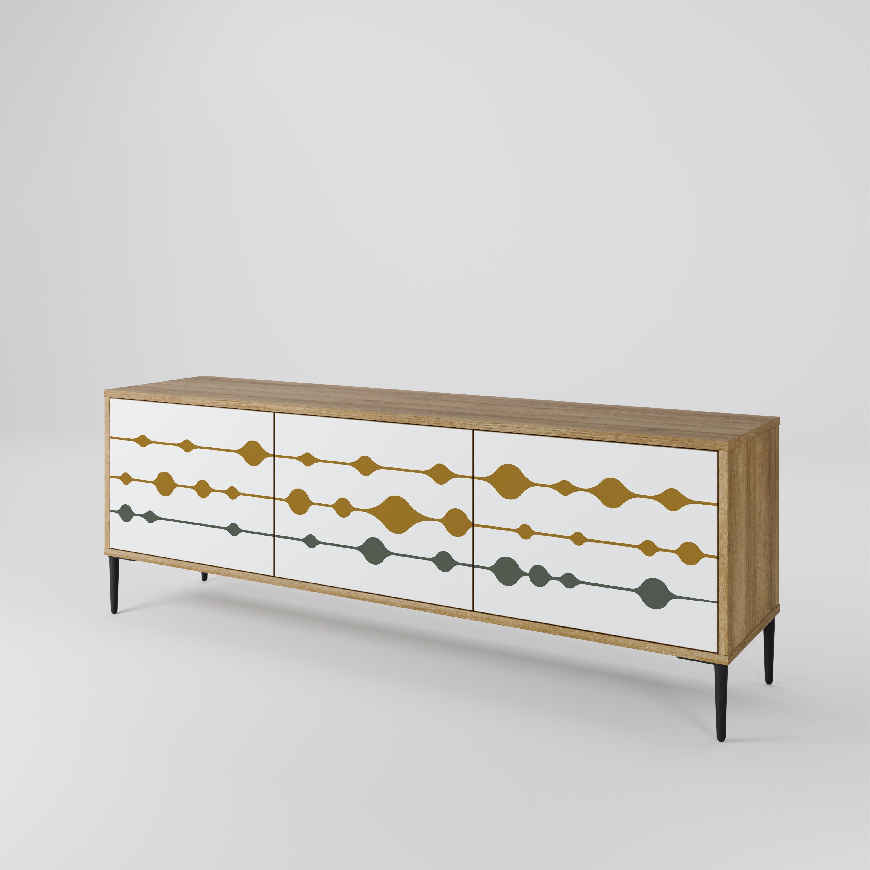 VIVID TONE TV-Lowboard mit 3 Türen in Eiche-Optik