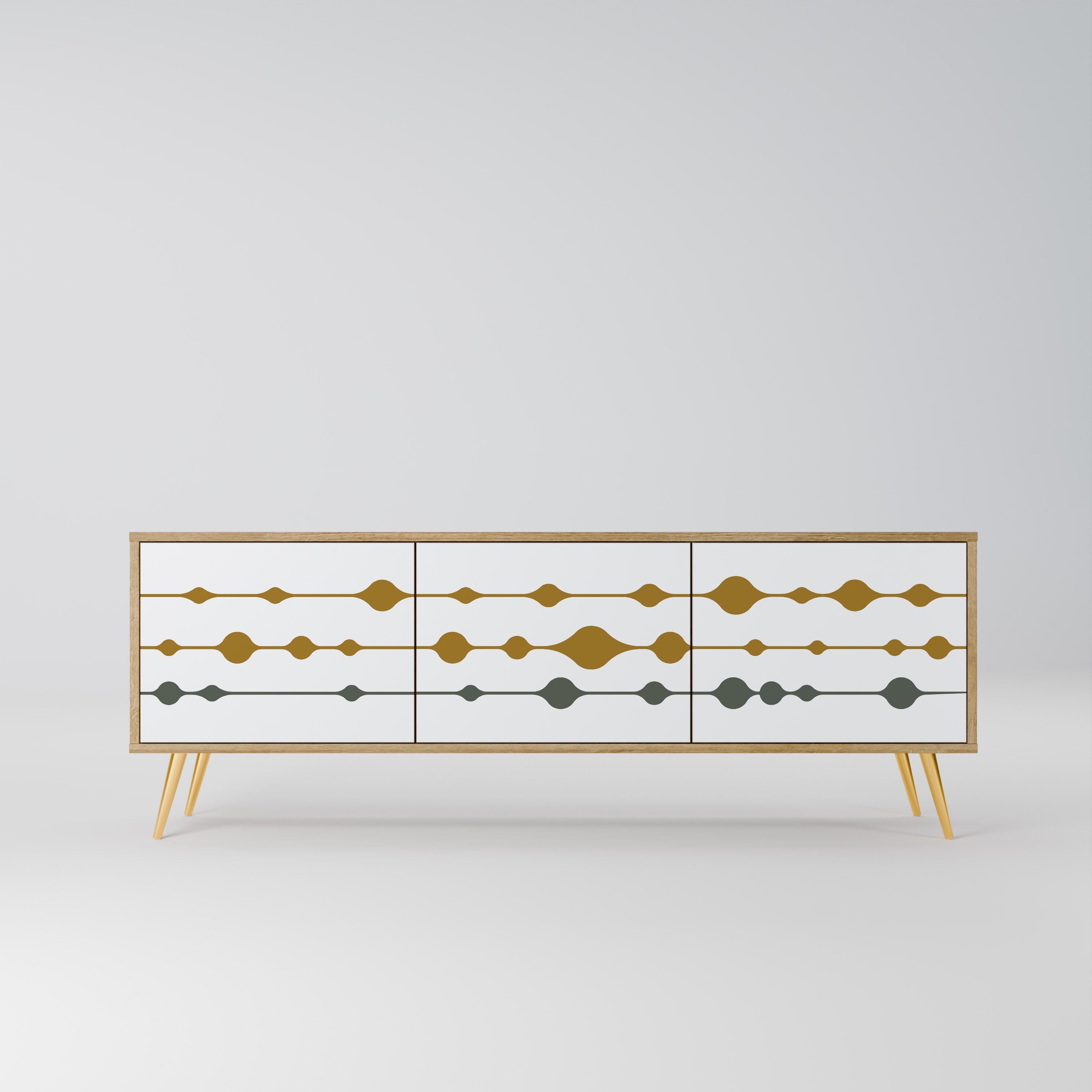 VIVID TONE 3-Door TV Stand in Oak Effect