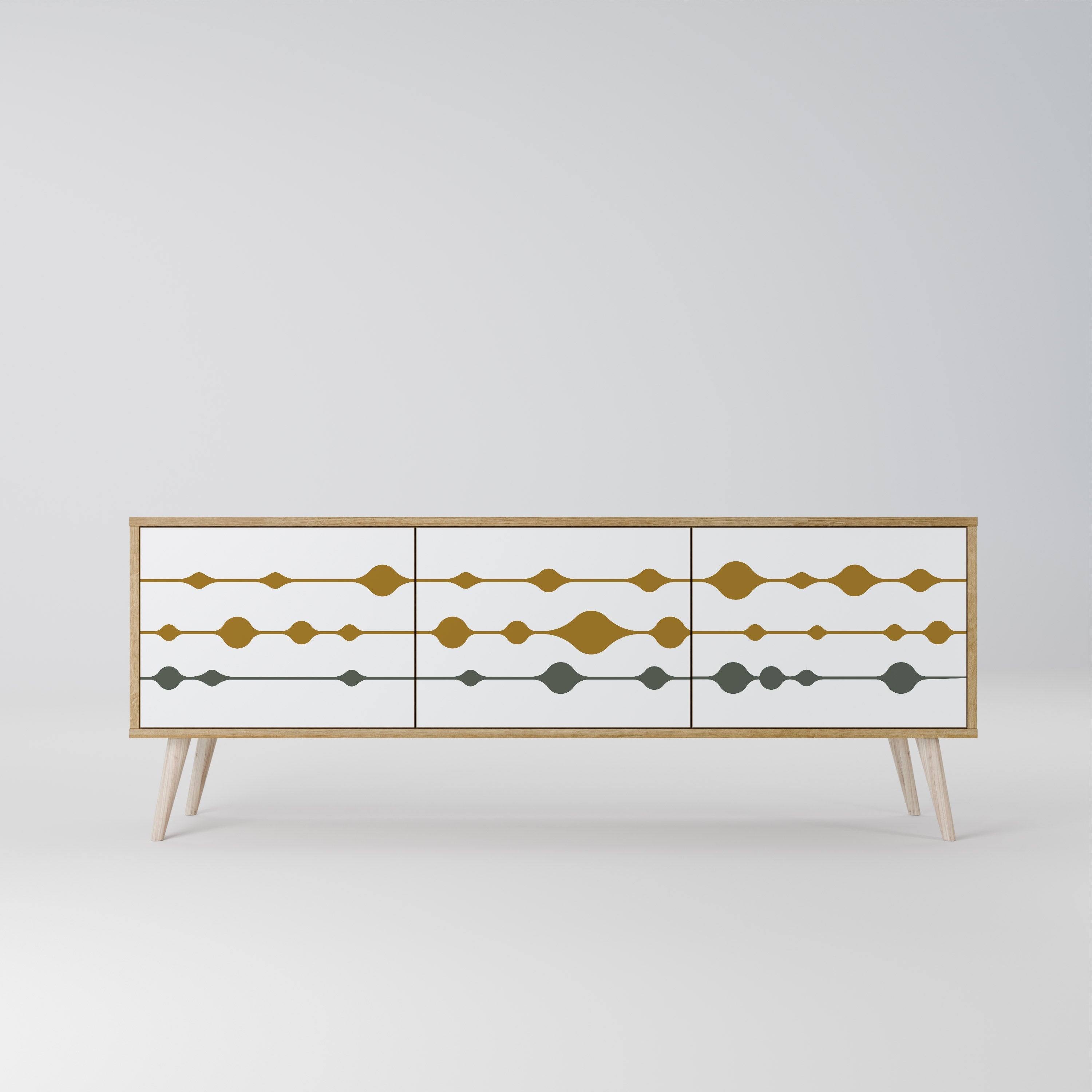 VIVID TONE 3-Door TV Stand in Oak Effect