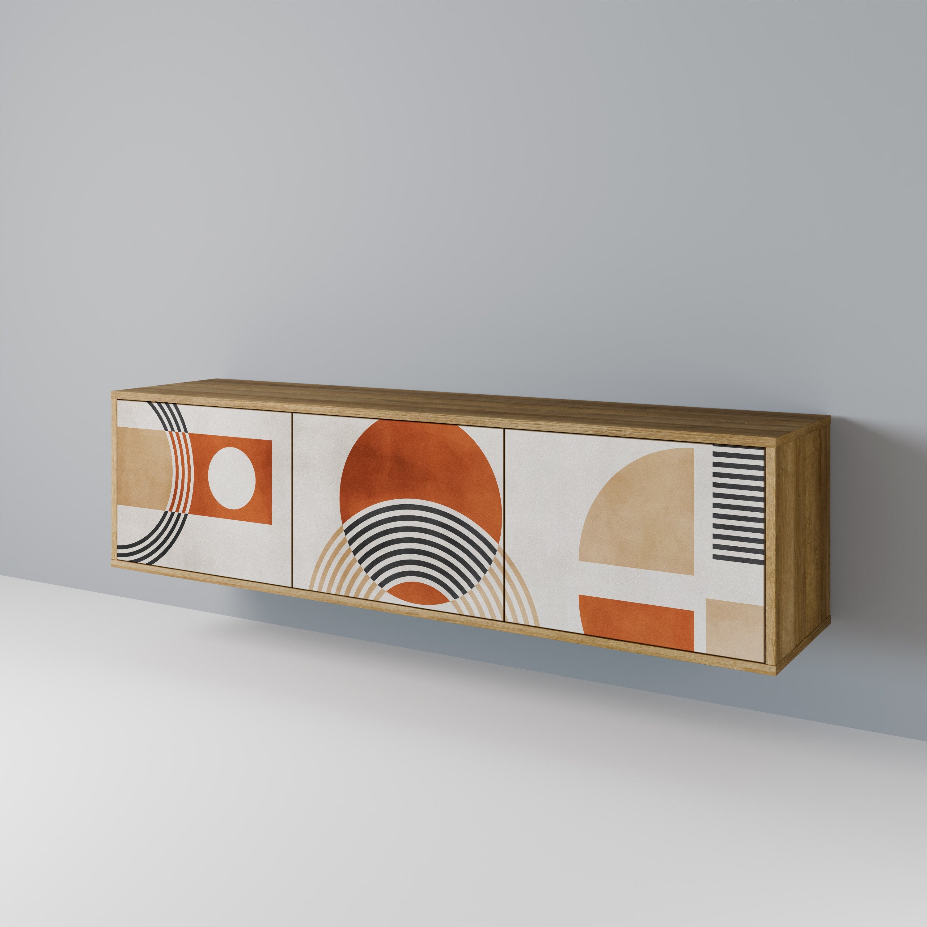 SPACE AROUND 3-Door TV Stand in Oak Effect