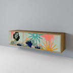 KANAGAWA BEAUTY 3-Door TV Stand in Oak Effect